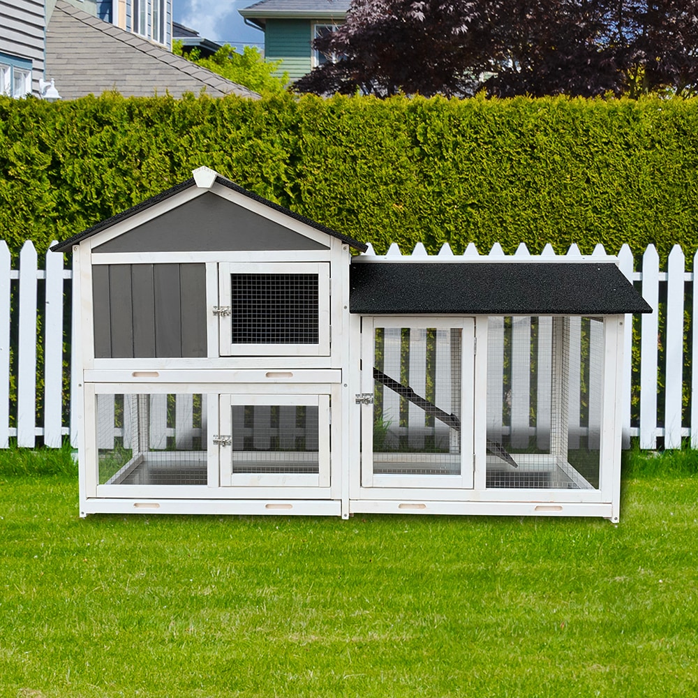 Topcraft Gray Wood Convertible Chicken Coop and Rabbit Hutch in the ...