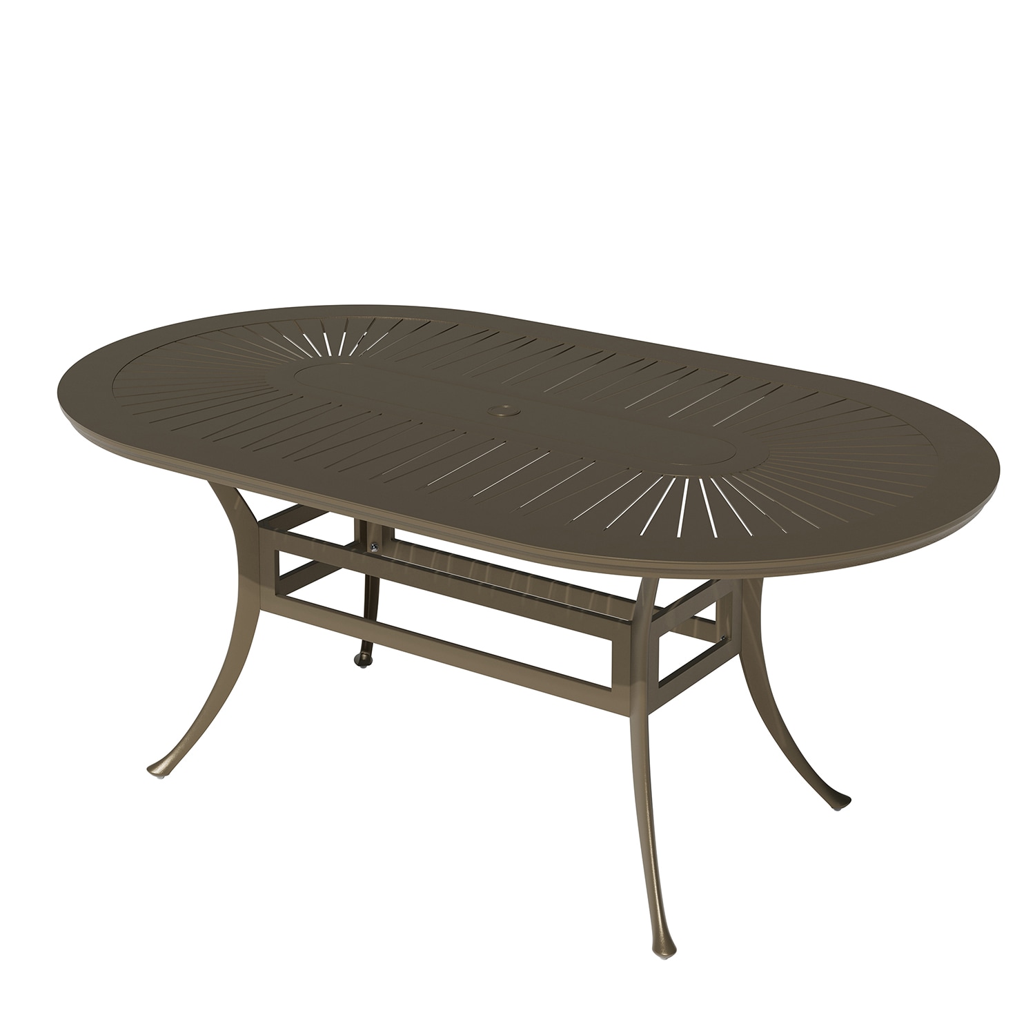 Mondawe OR-FG4A-GO Aluminum Oval Outdoor Dining Table 42-in W x 72-in L with Umbrella Hole
