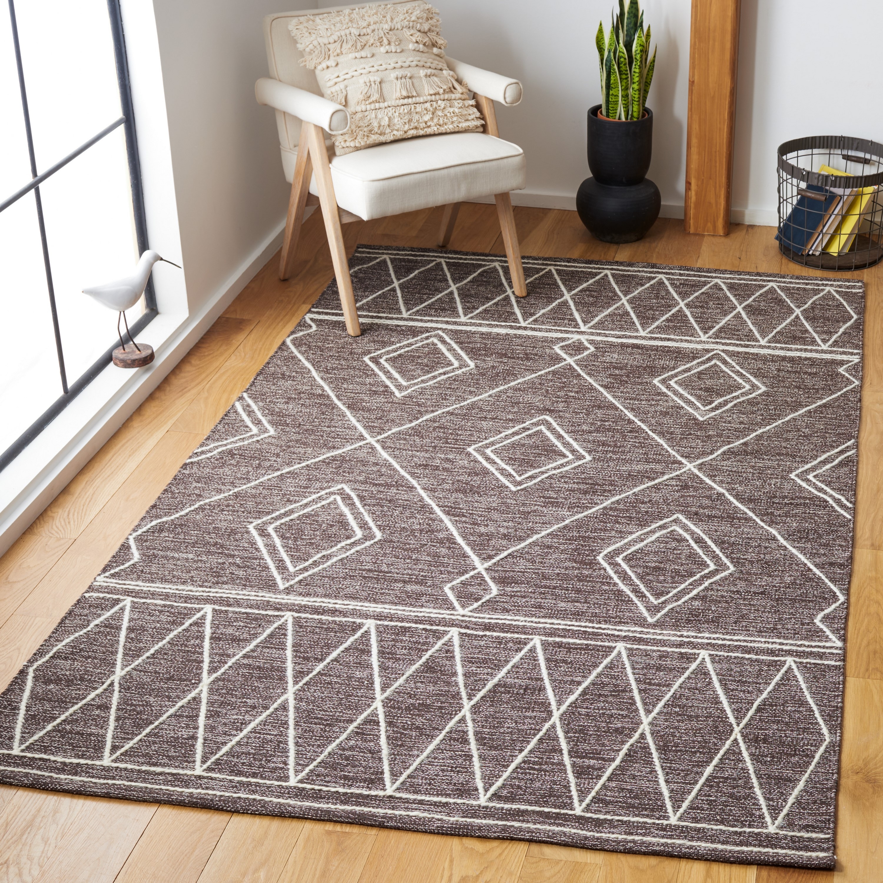 Safavieh KLM852T-4 Kilim Koushi 4 x 6 (ft) Cotton Brown/Ivory Rectangular Indoor Tribal Global Area rug