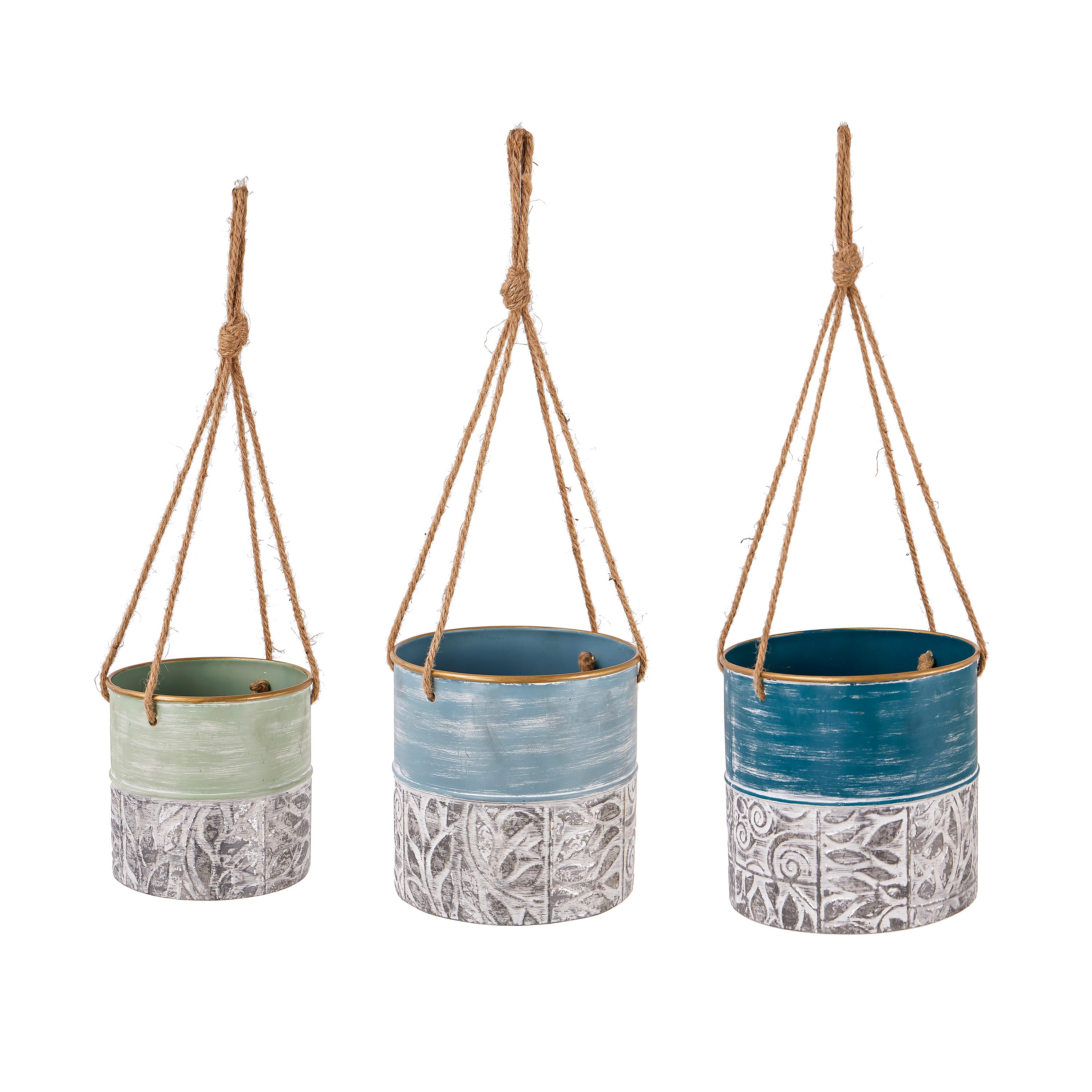 Evergreen 8PMTL5251 Round 8.5-in W Medium Silver Ceramic Indoor/Outdoor Hanging planter