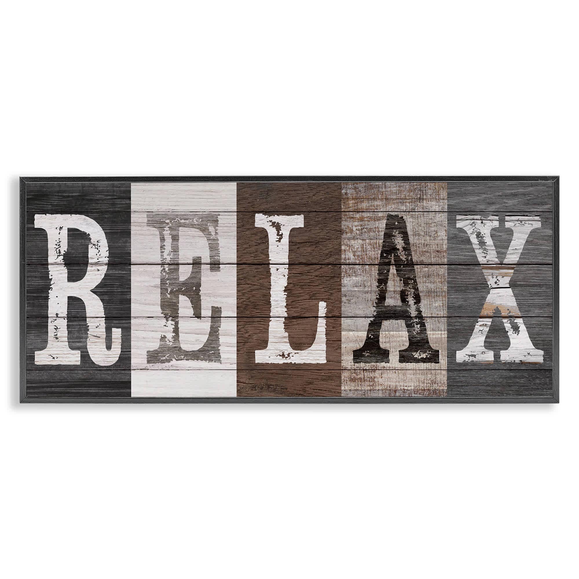 Stupell Industries BT-952-FR-13X30 Rustic Bathroom Relax Letters Black Framed Giclee Art By Susan Arnot 30 x 13