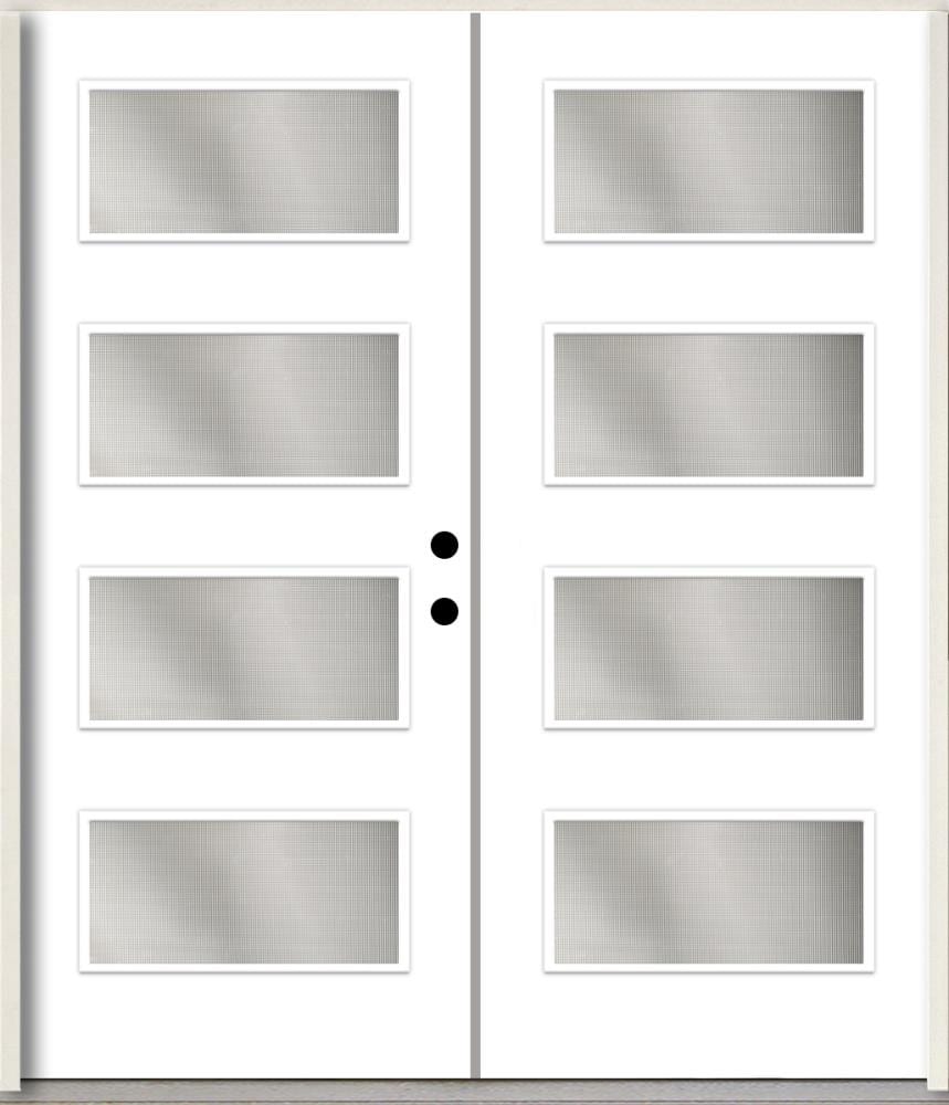 RELIABILT LO1062383 Spotlights 72-in x 80-in x 4-5/8-in Fiberglass Full lite Left-hand inswing Primed Unfinished Prehung Double Front Door Insulating core