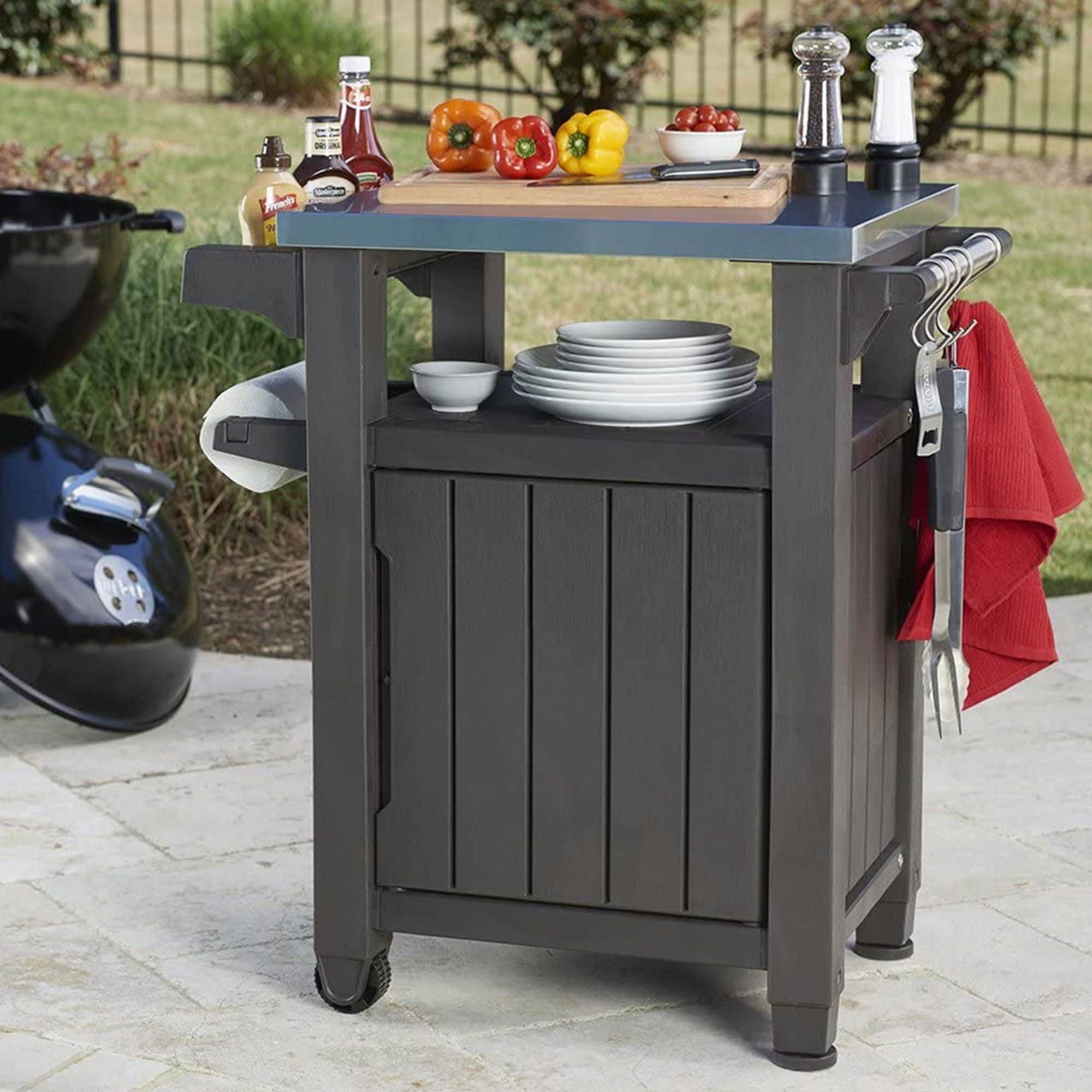 Keter Dark Brown Thermoset Plastic Grill Cart 76607 at Lowes.com