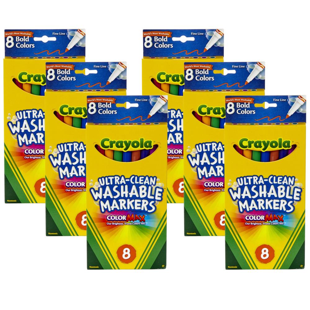 Ultra-Clean Washable Markers, Fine tip, Bold Colors, 8 Per Box, 6 Boxes -  Bed Bath & Beyond - 31226114