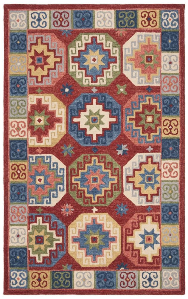 Handmade Tufted Blue Wool Blend Reversible Area Rug 59"x84"