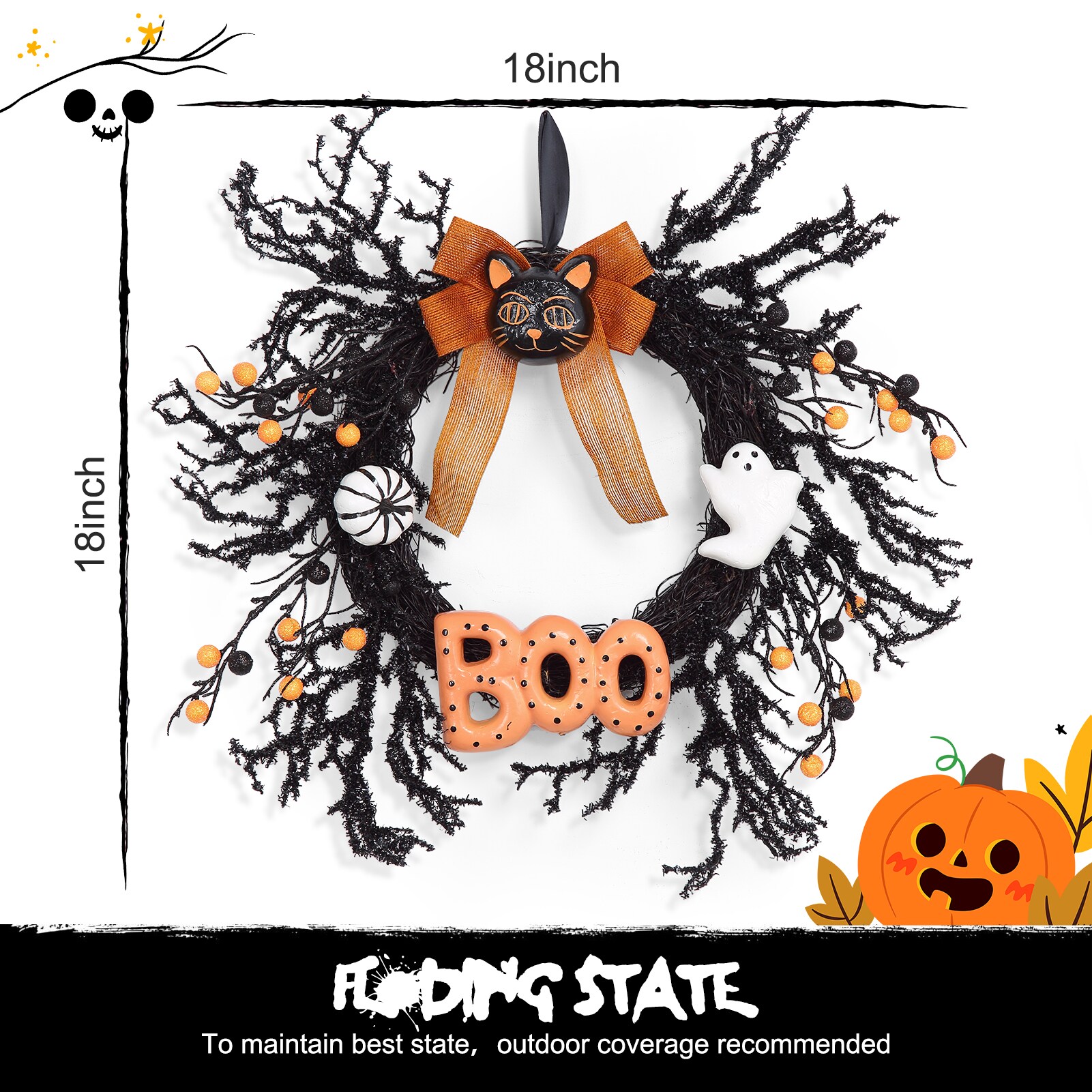 GAOMON LSPPJOK-7L6COI245Y Artificial-Halloween-Wreaths - View #2