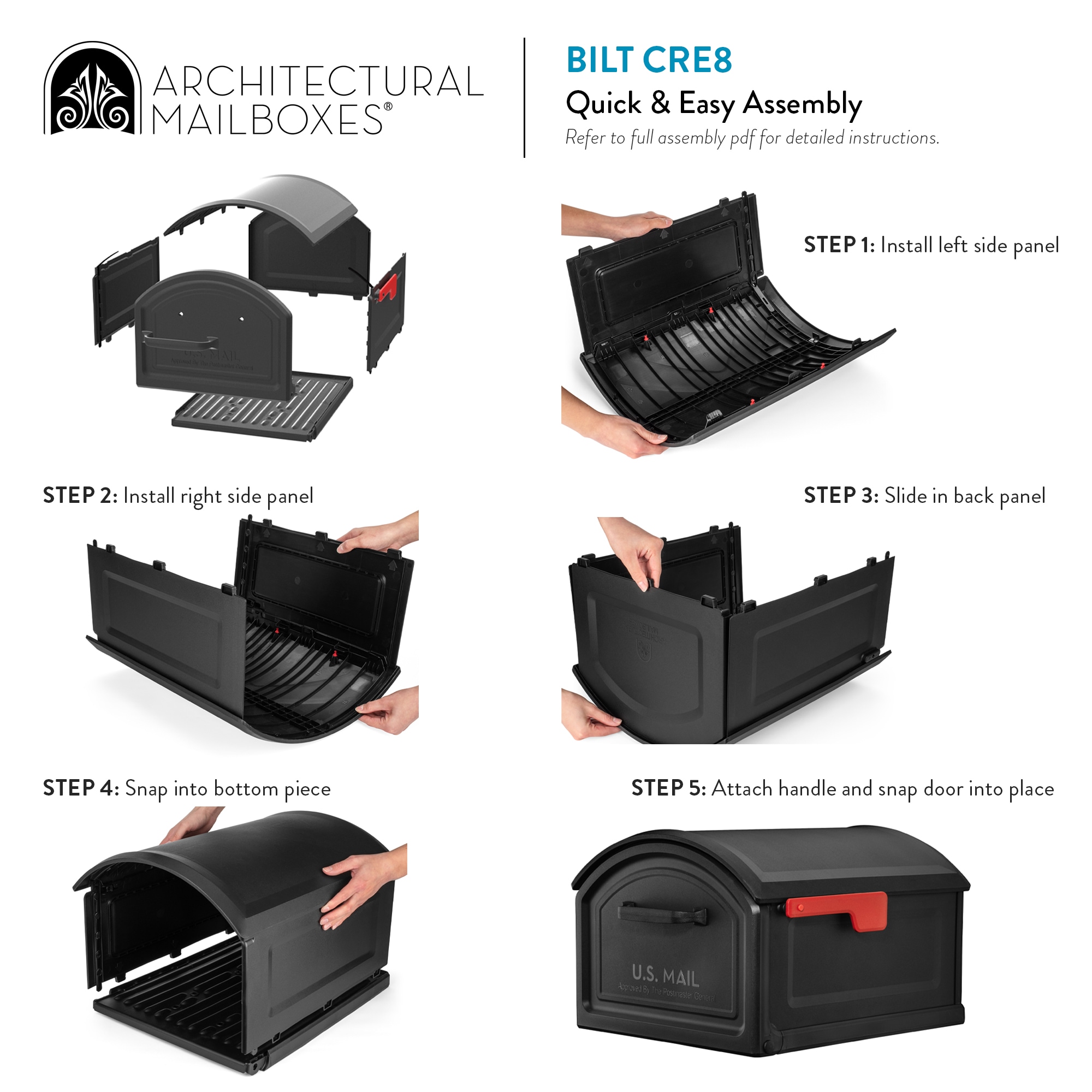 Extra Large Black Plastic Post Mount Mailbox