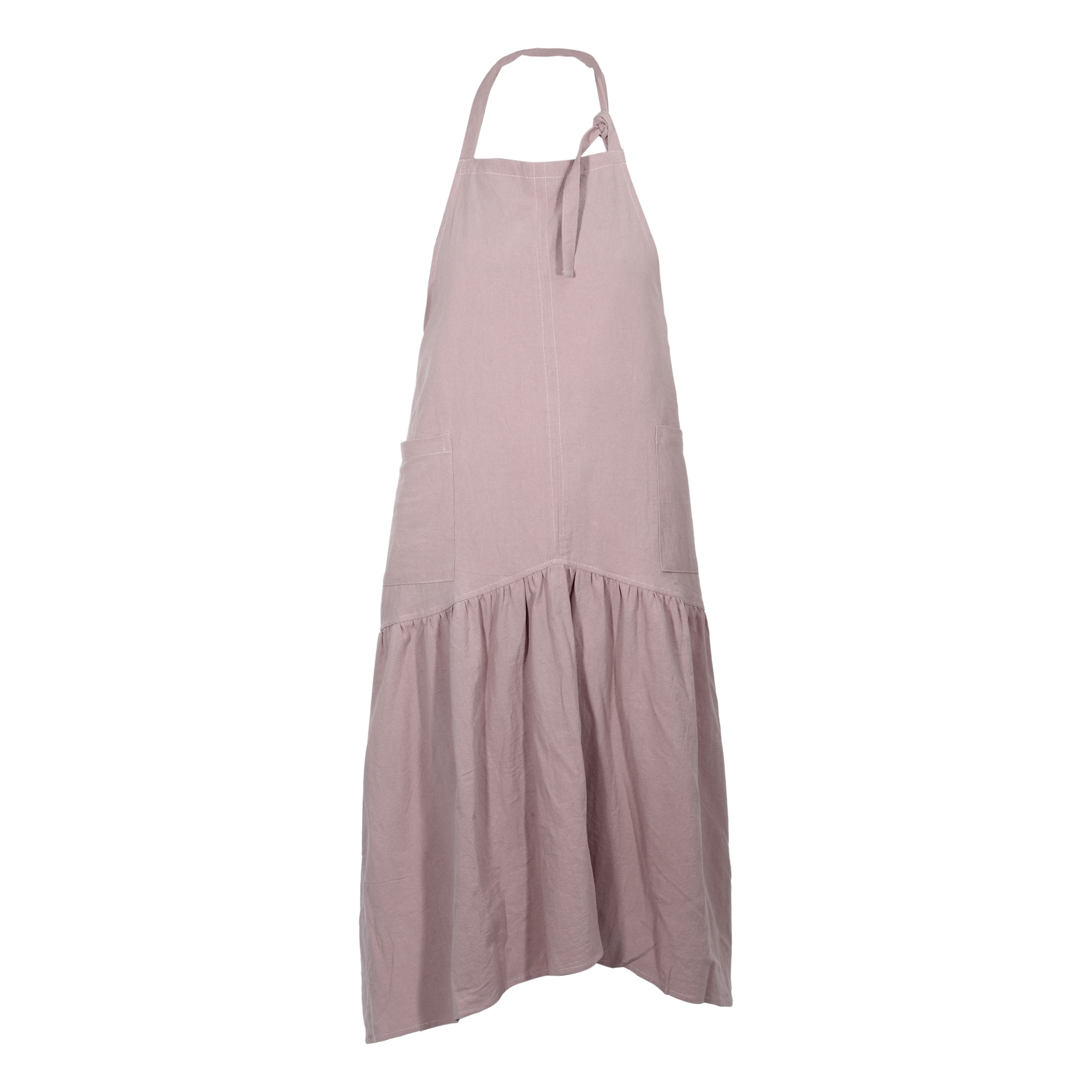 Unique Bargains Cotton Linen Apron Halter Apron Apron with Pockets Adjustable Neck Strap Apron for Women Painting Pinafore Suitable for Baking Garden Cleaning Pink #S26012200UX1588