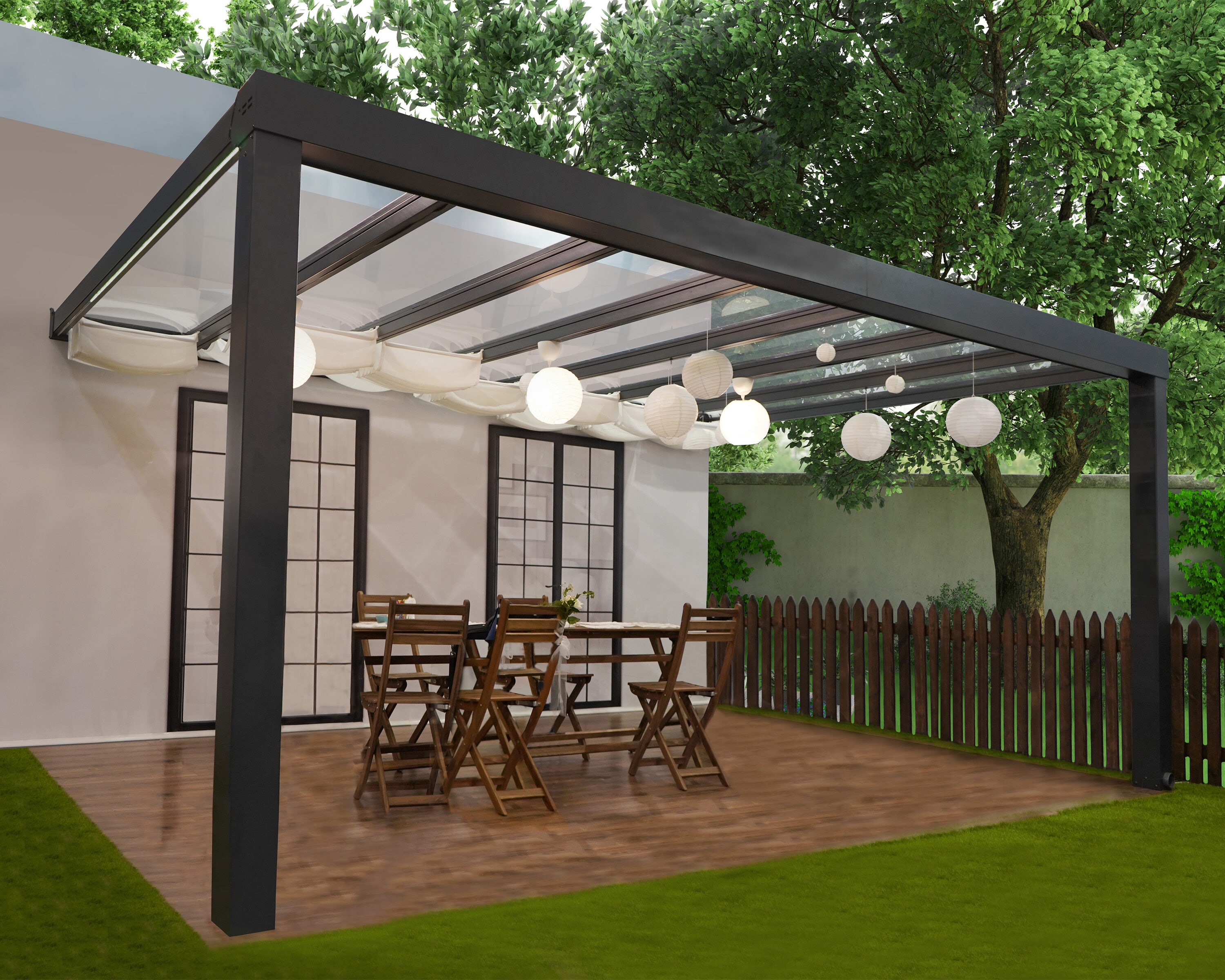 Canopia by Palram 705873 Stockholm 11-ft x 17-ft Gray Frame/Clear Panels Aluminum Patio cover ( 41-lb )