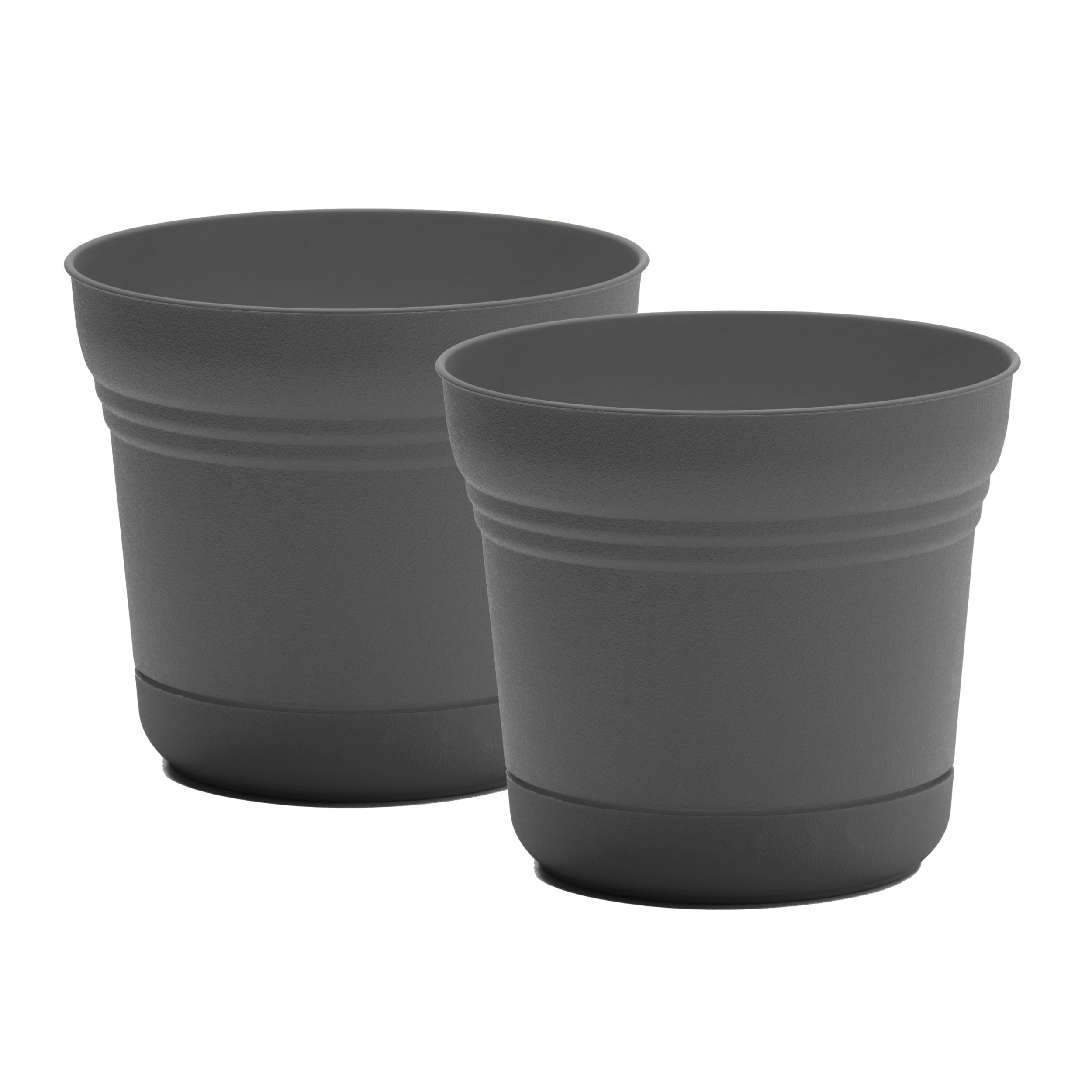 Bloem DCB-SATMIX16 2 -Pack Round 14.5-in W Medium Gray Plastic Indoor/Outdoor Planter with Drainage Holes Attached Saucer