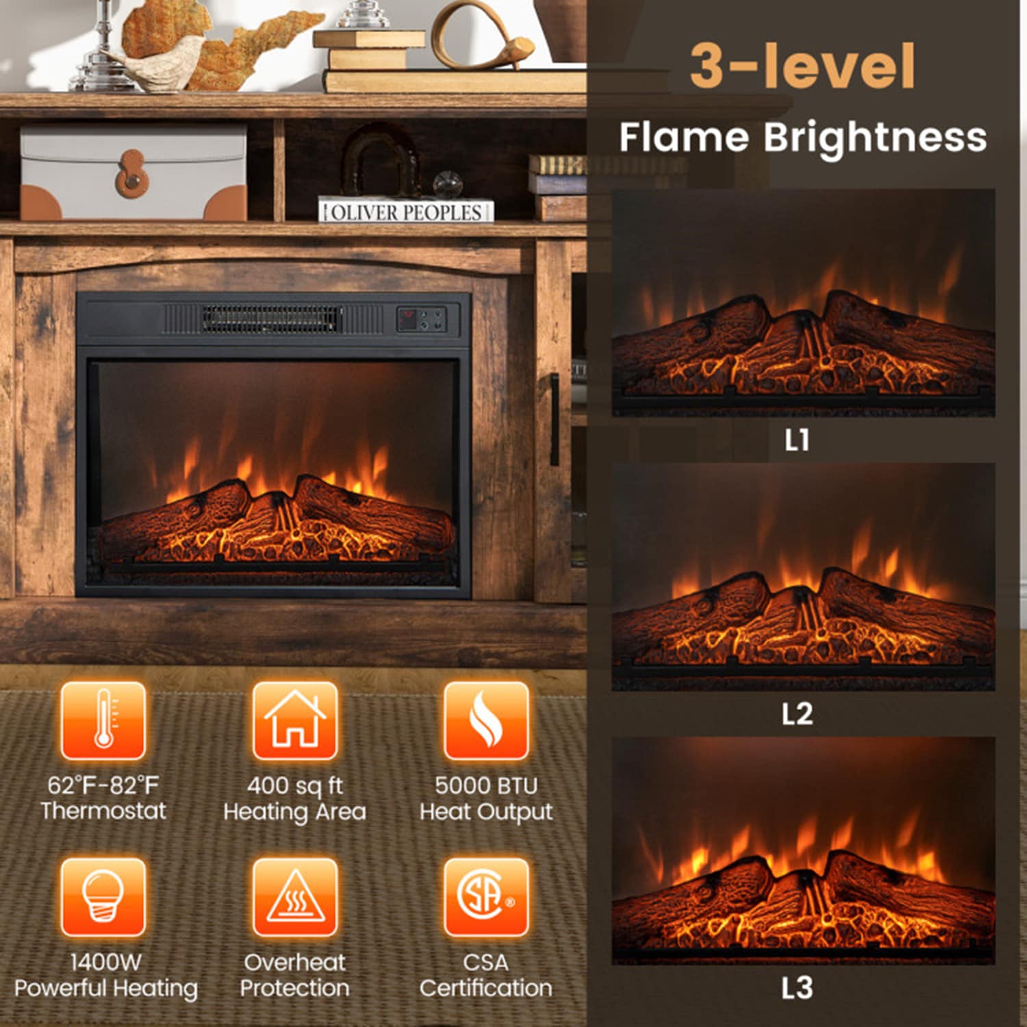 Clihome CL-FP10106BN Electric-Fireplaces - View #7