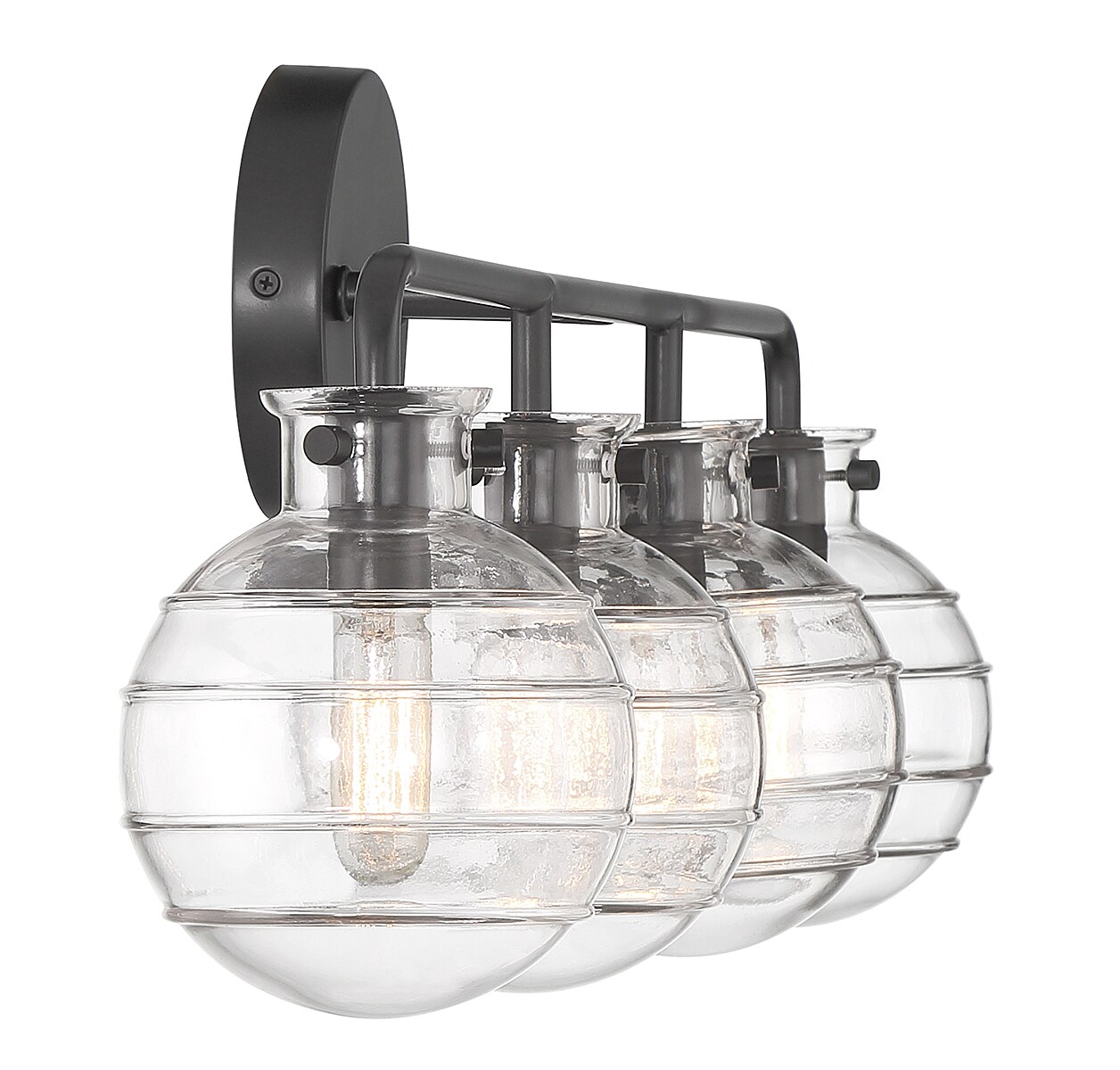 Matte Black Glass 4-Light Dimmable Bathroom Vanity Light