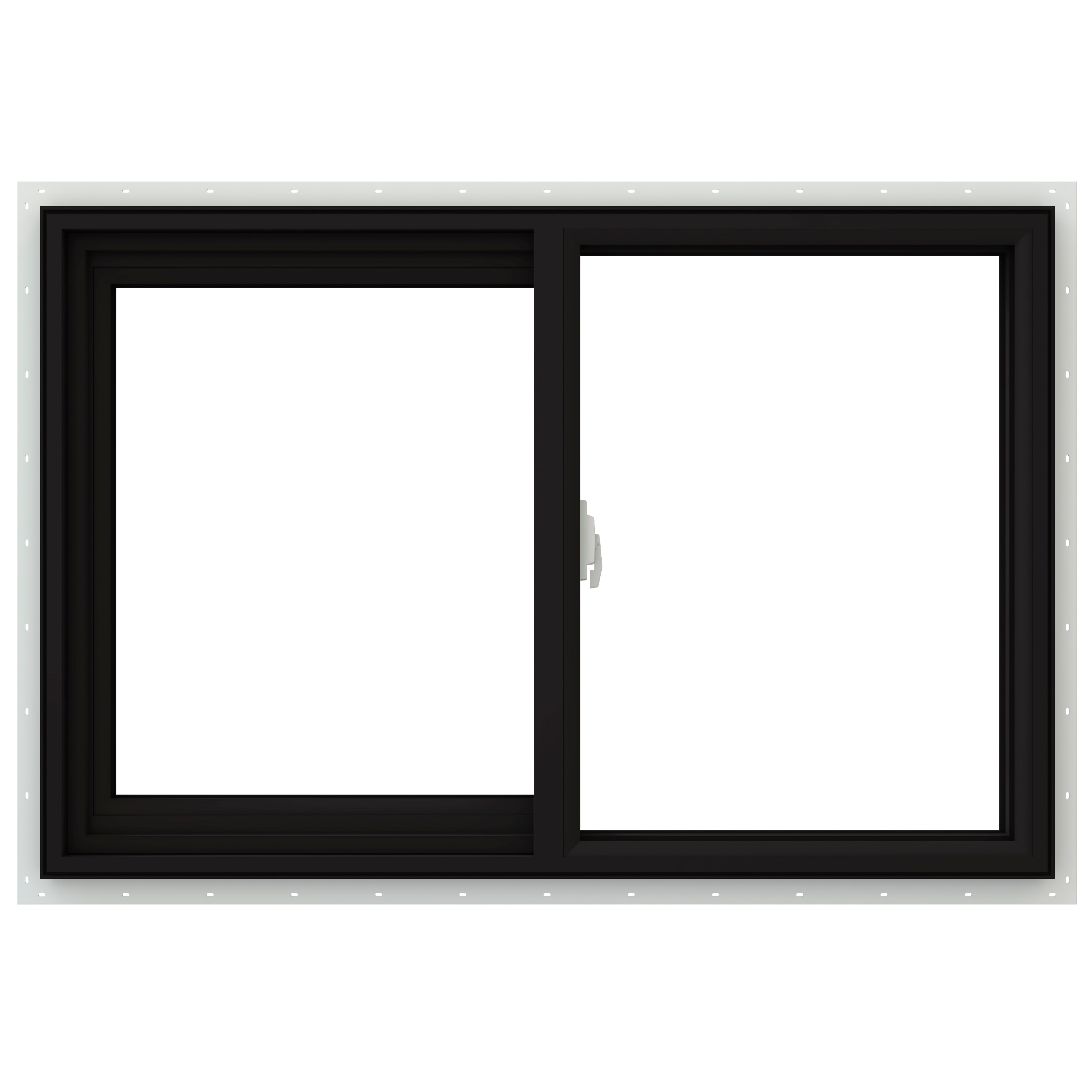 JELD-WEN LOWOLJW232900504 V-2500 35-1/2-in x 23-1/2-in Black Exterior White Interior Left-Handed Vinyl Sliding Window Annealed Glass (Full Screen Included)