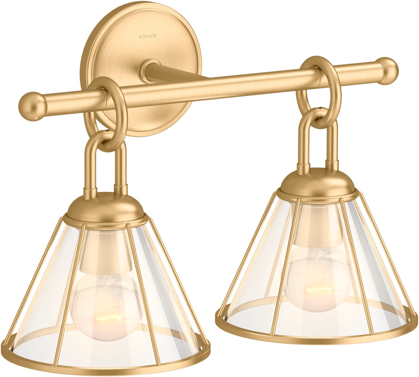 KOHLER 27742-SC02-2GL Terret 2 -Light Brushed Gold Transitional Wall Sconce