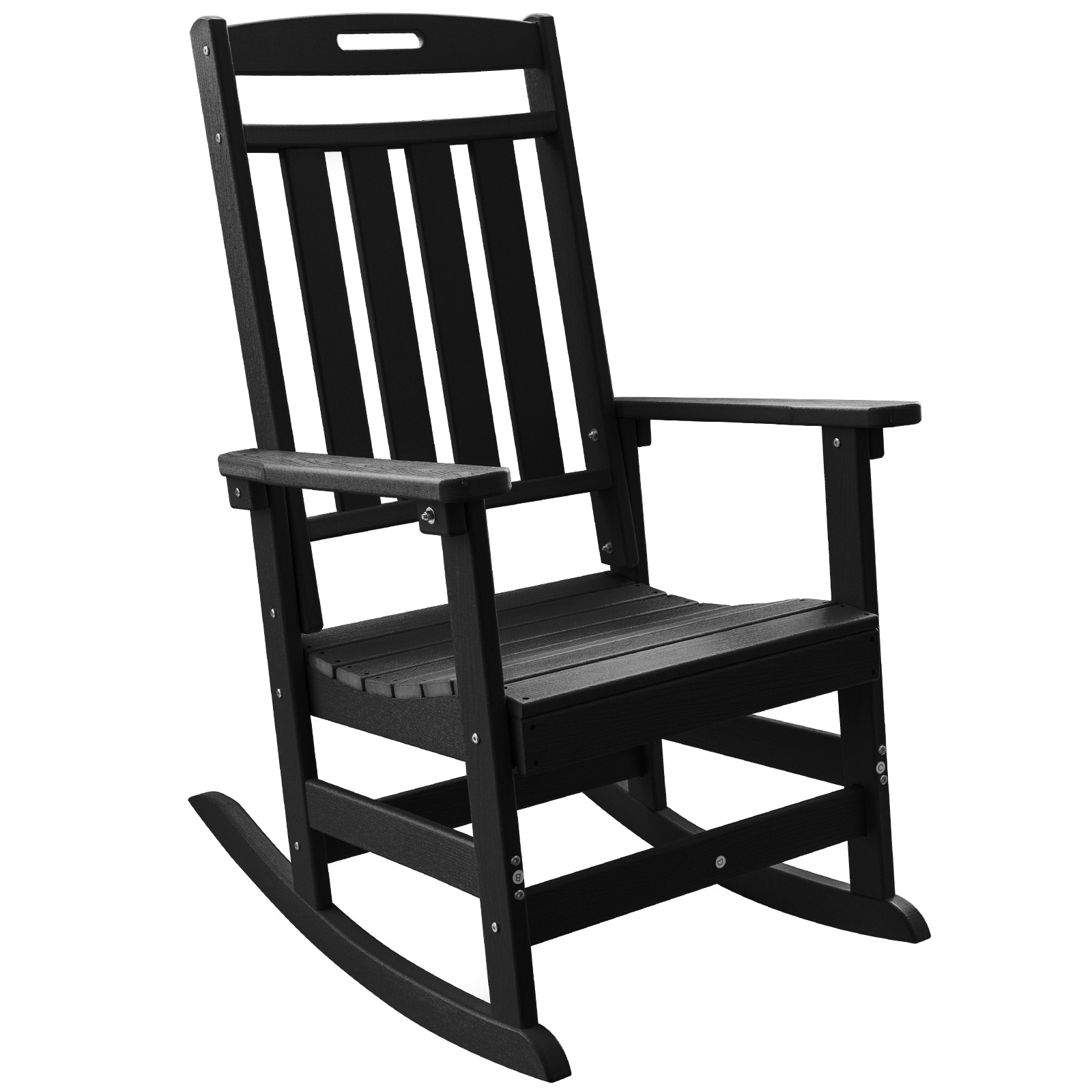 Upland YYRC-BK1 rocking chair Black HDPE Frame Rocking Chair with Black Solid Seat