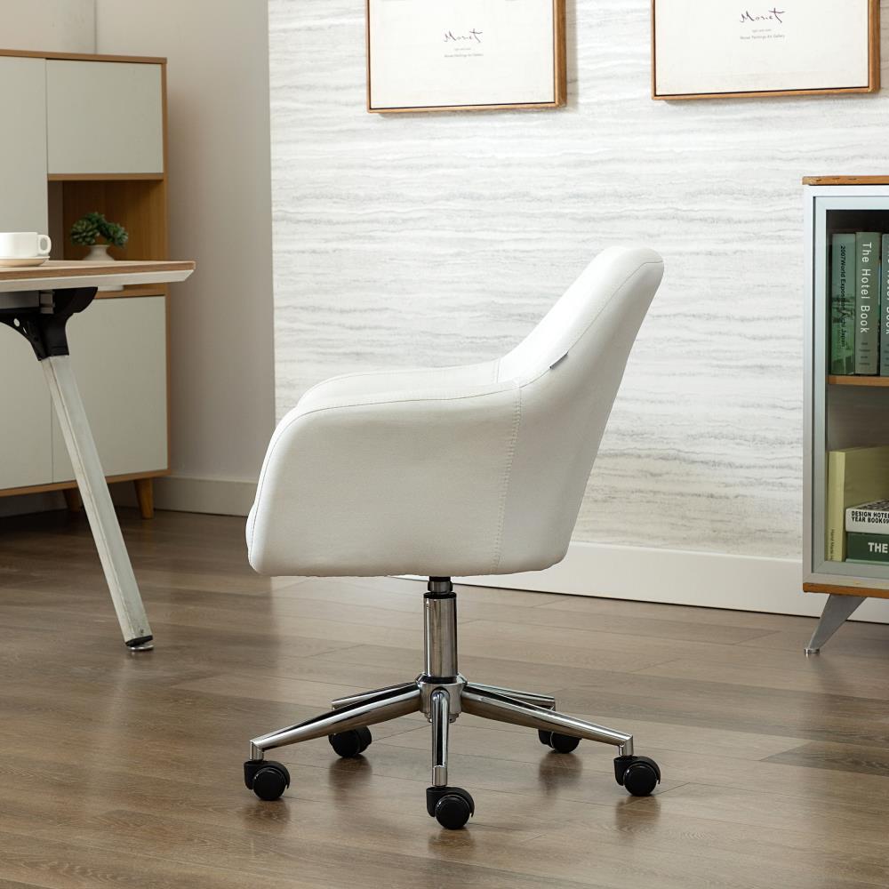 KINWELL White Contemporary Adjustable Height Swivel Polyurethane ...