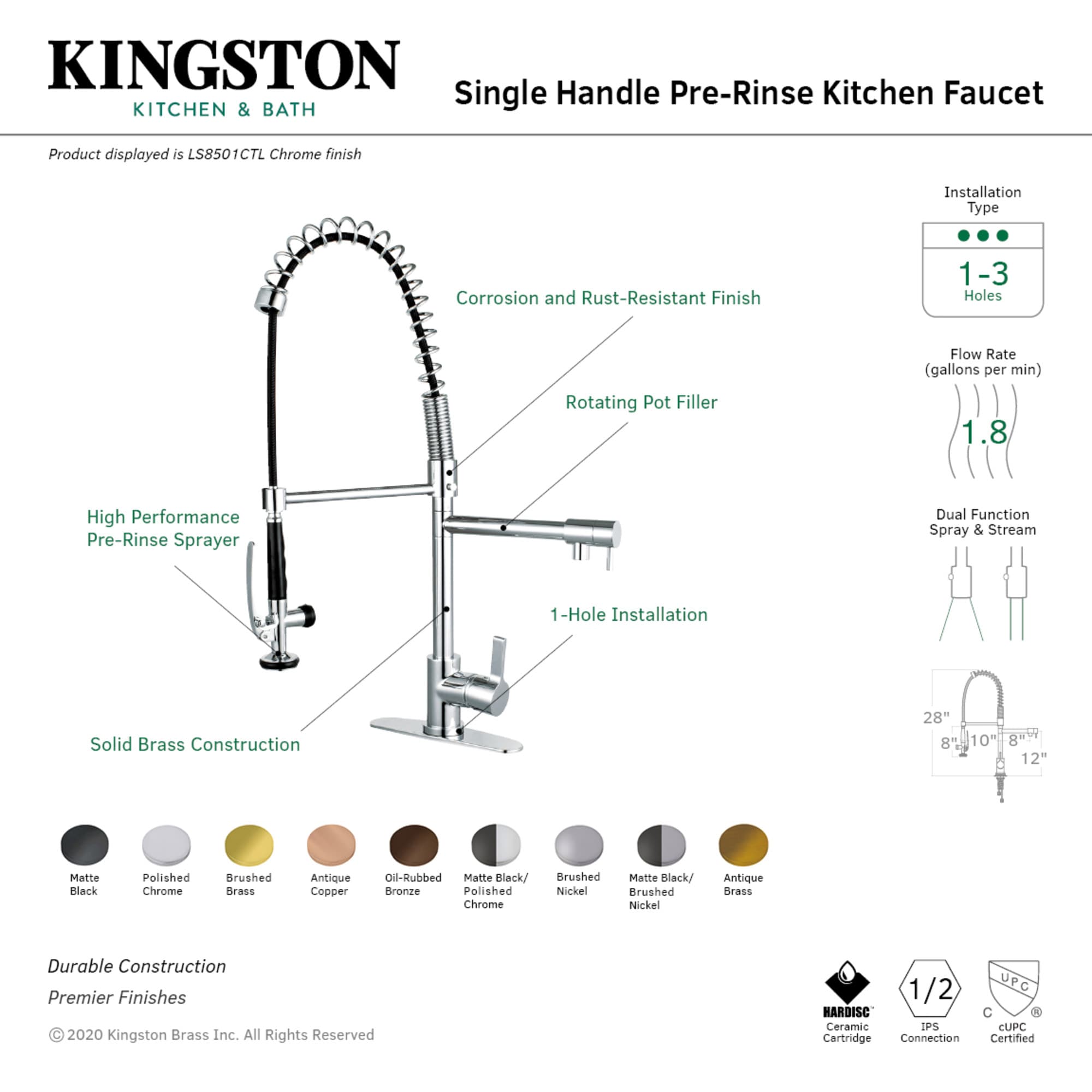 Kingston Brass WLLS8505CTL Kitchen-Faucets - View #3
