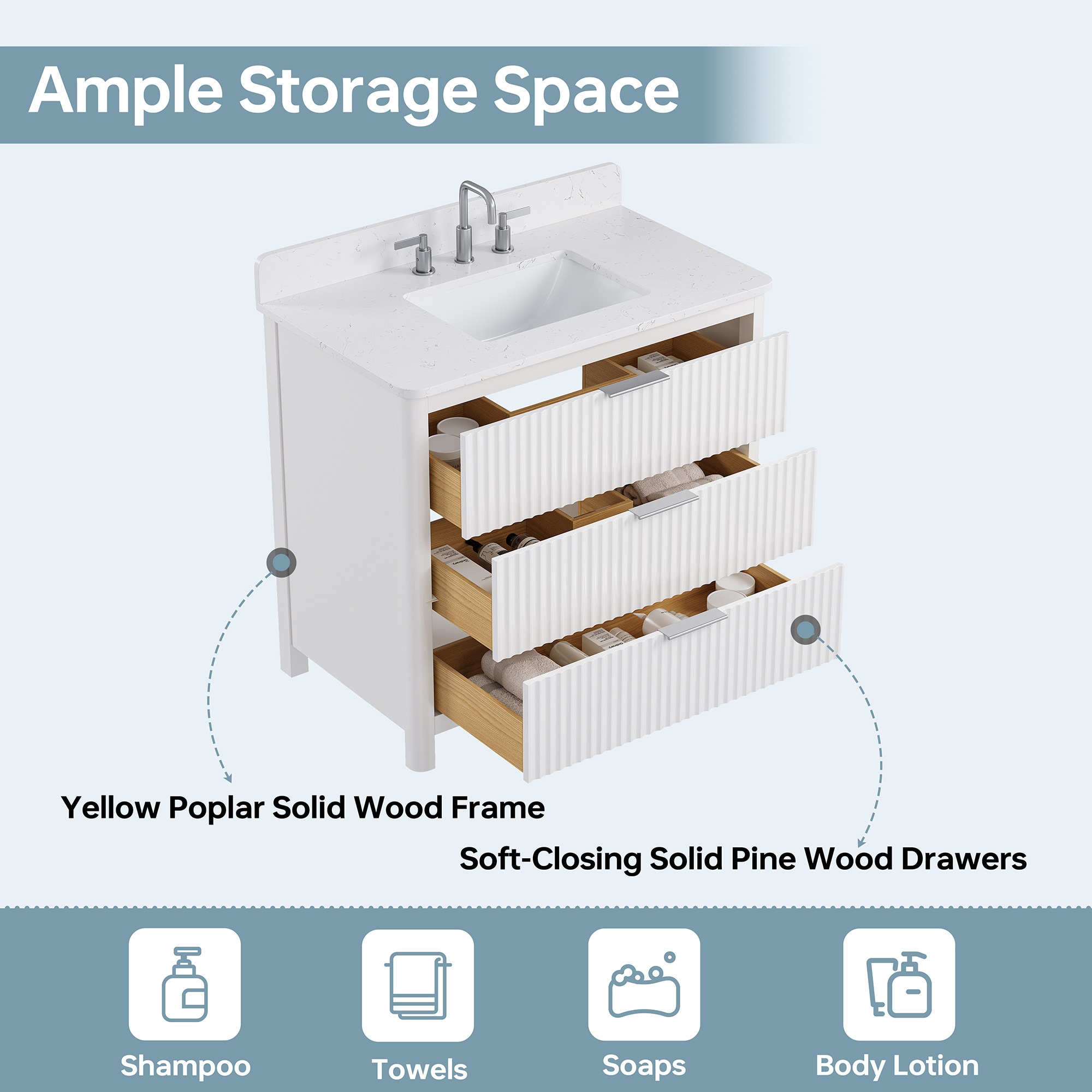DELUXE LIVING V24001-36WT Bath-Vanity-Combo - View #5