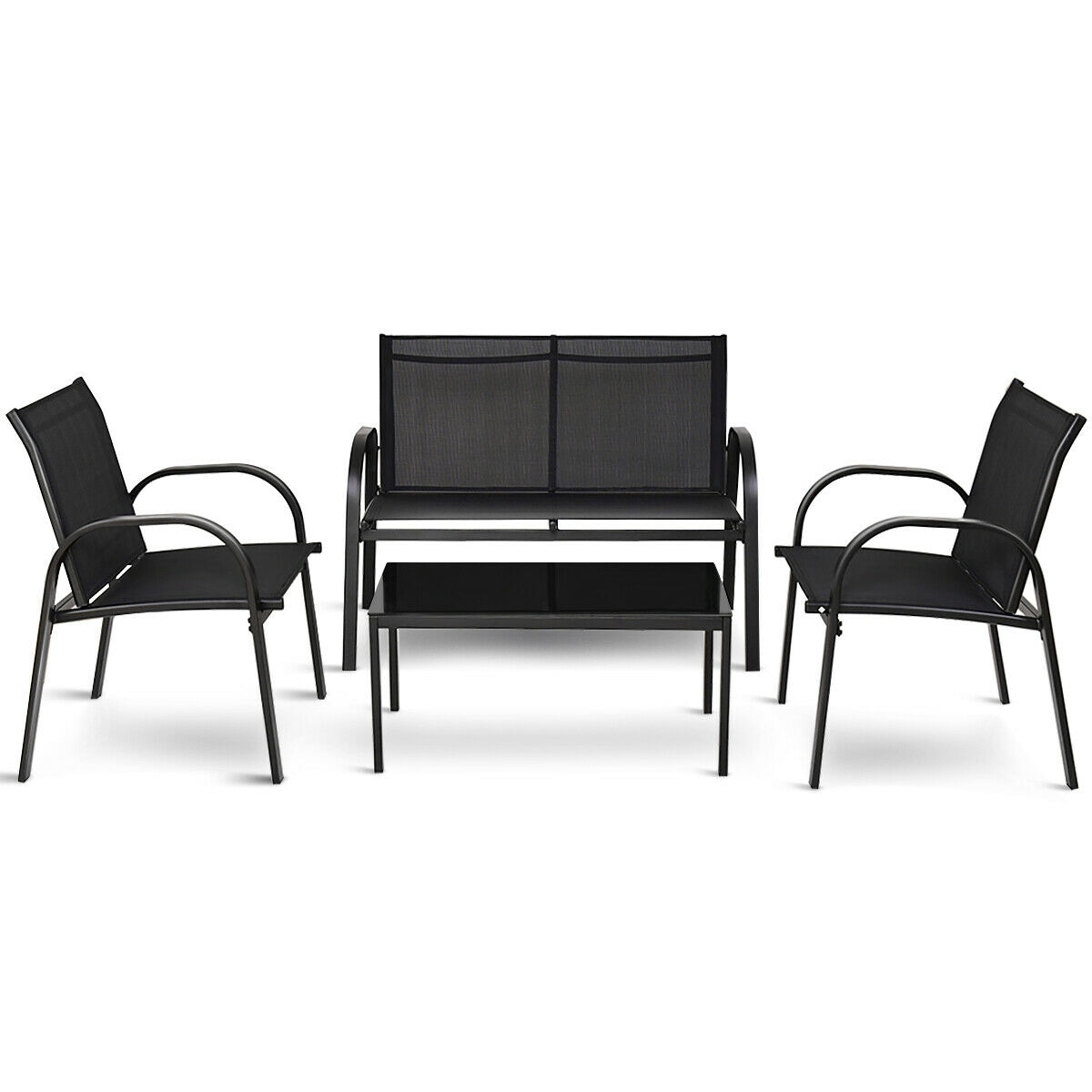 Forclover HBV-6965 4 -Piece Patio Conversation Set with Black