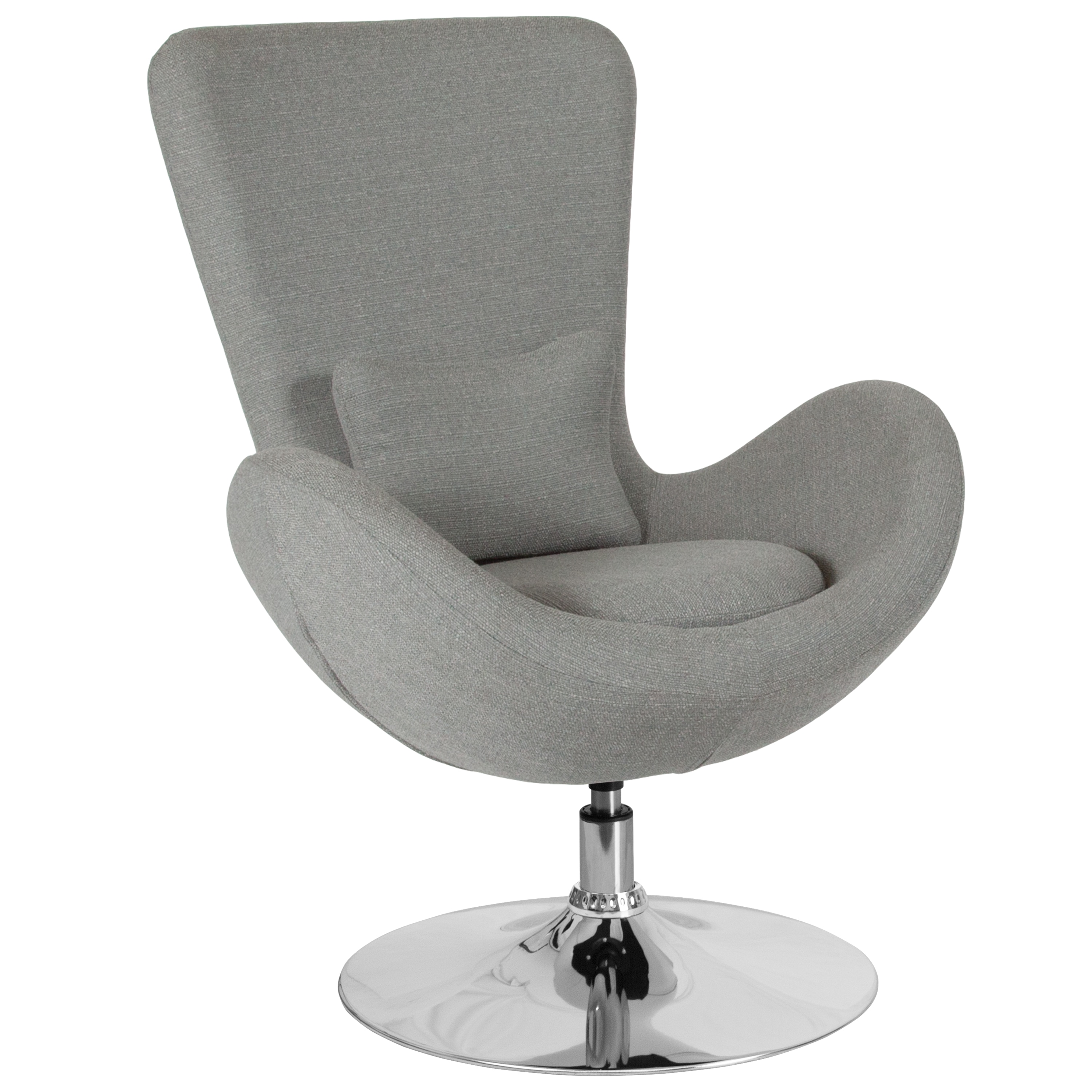 Flash Furniture 889142060888 Egg Modern Light Gray Fabric Swivel Accent Chair