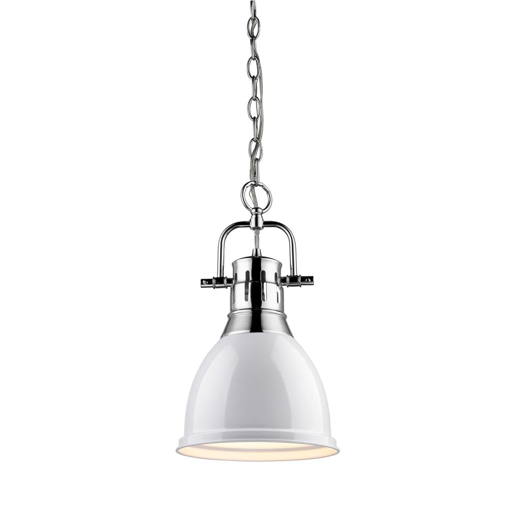 Golden Lighting 3602-S CH-WH Duncan 1 -Light Chrome Transitional Dome Medium Hanging Pendant light