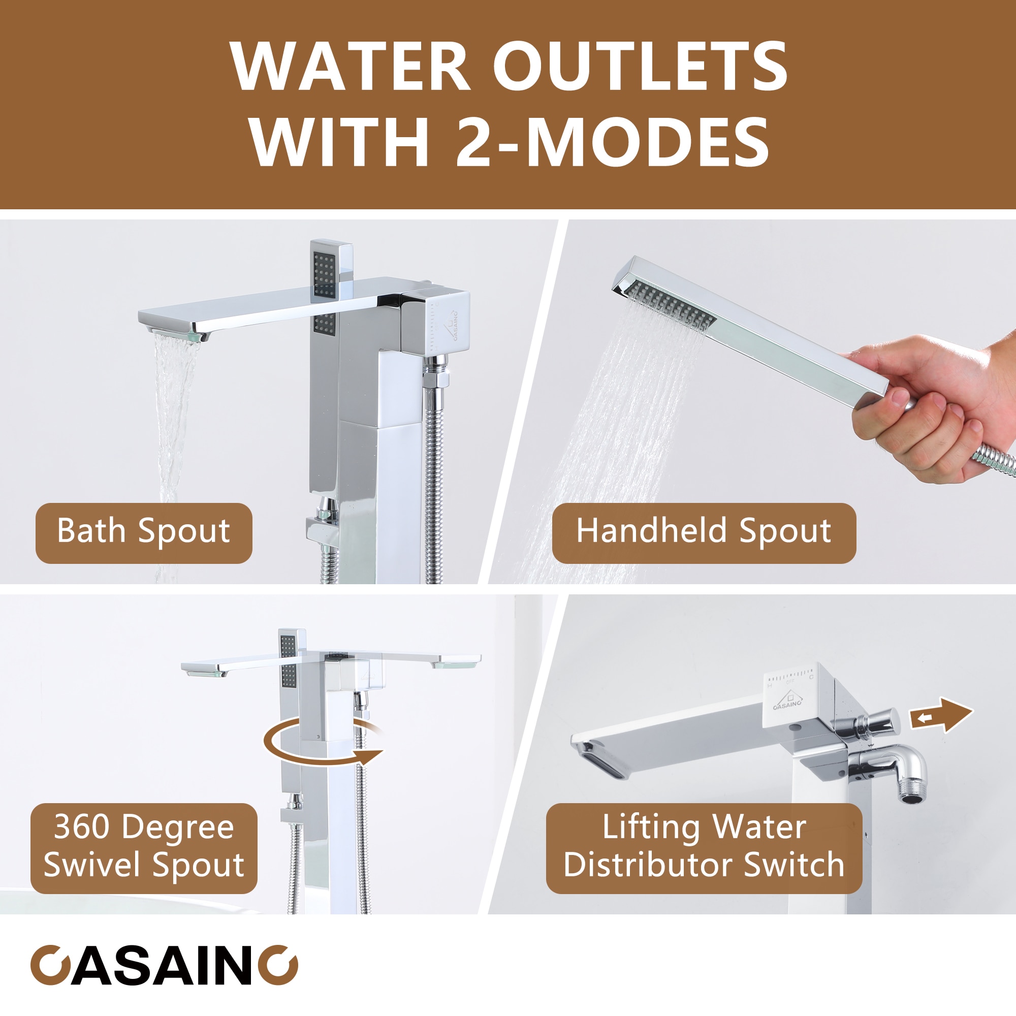 CASAINC TC03-CP Roman-Tub-Faucets - View #9