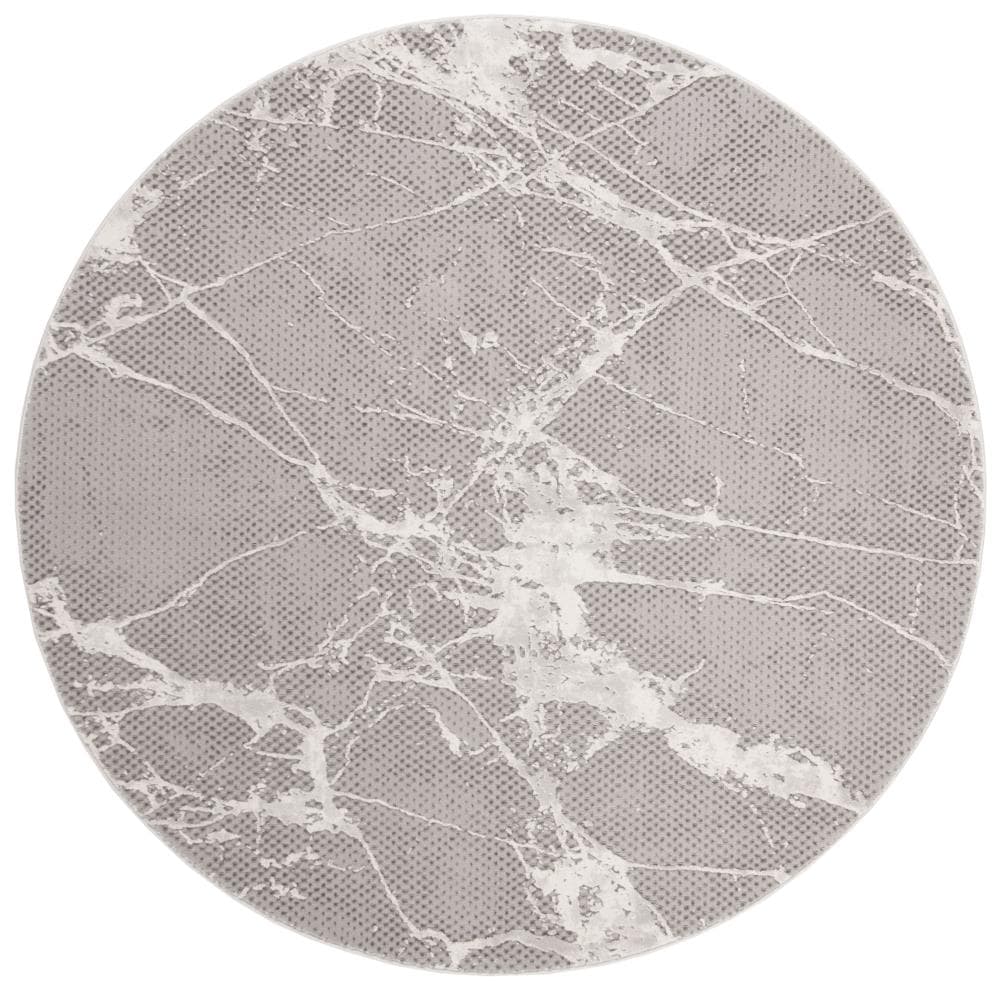 Safavieh LUR187G-7R Lurex Appo 7 x 7 (ft) Loomed Synthetic Gray/Ivory Round Indoor Abstract Industrial Area rug