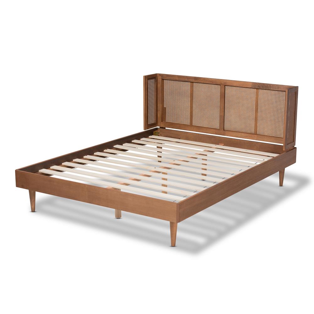 Baxton Studio Rina Ash Walnut Full Wood Platform Bed in the Beds