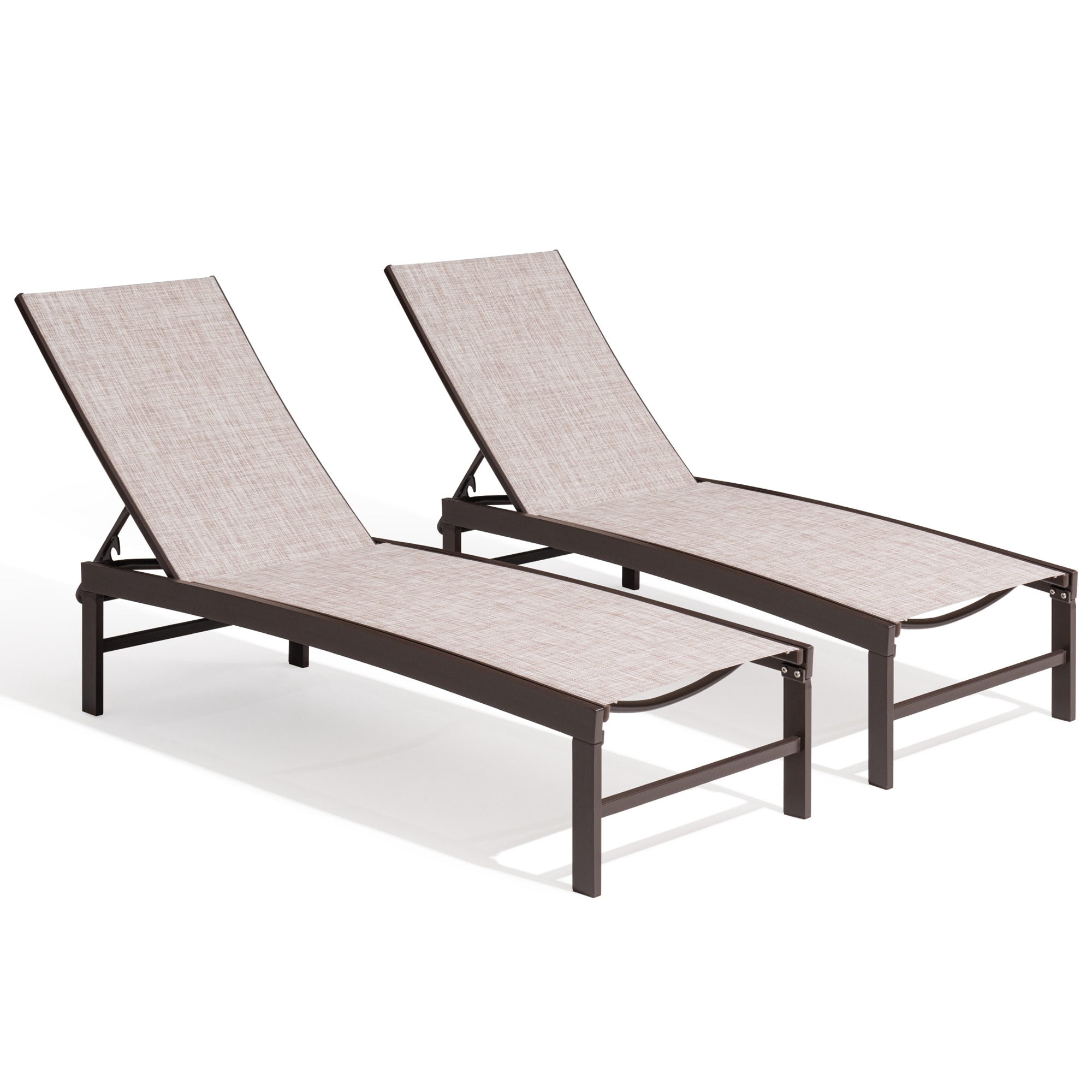 Set of 2 Patio Chaise Lounge, Outdoor Pool Lounge Chair for 2, Layout Chair  Outdoor Furniture Adjustable with 5 Positions | Side Table | Max Weight