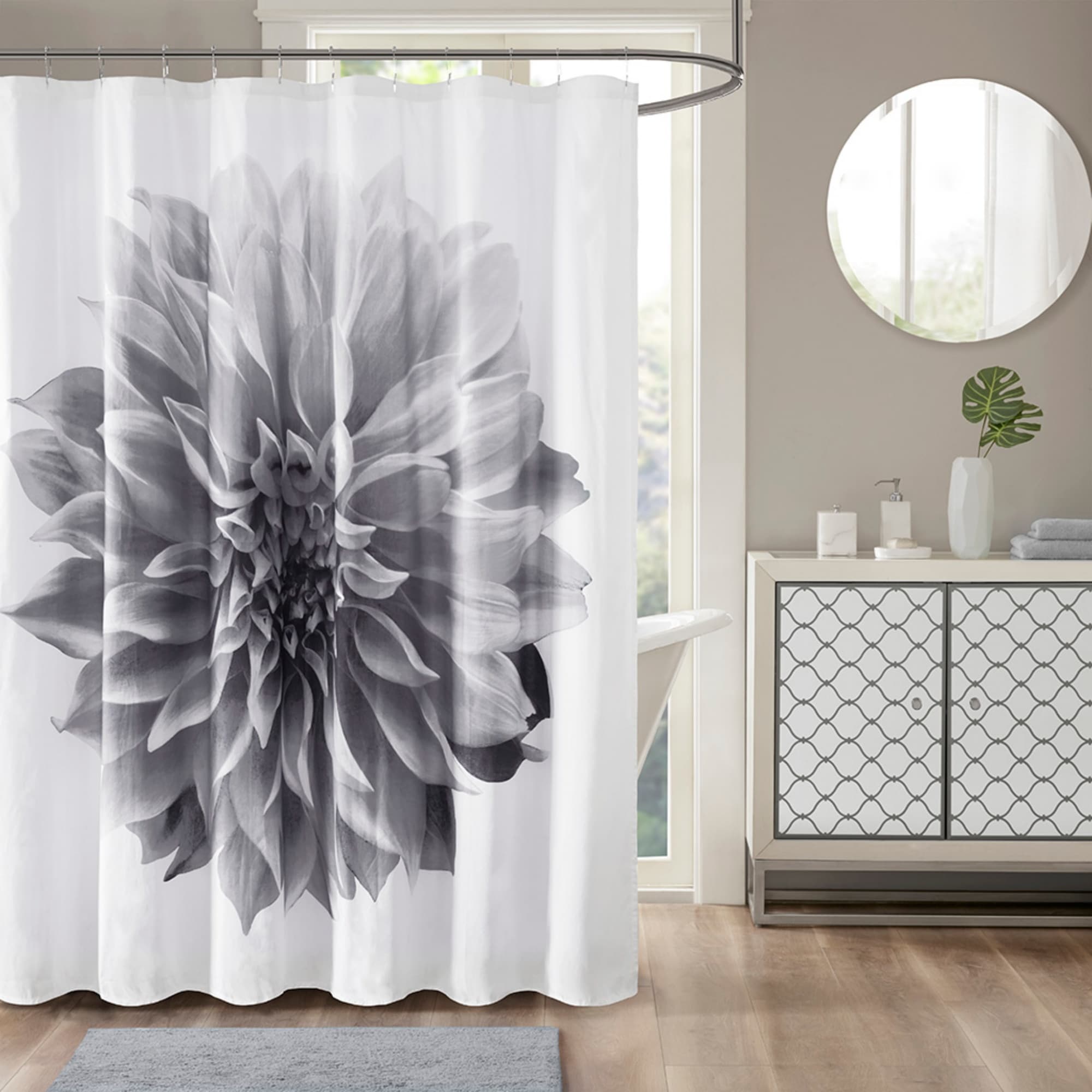 Wooakway 72x72 in Printed Floral Cotton Shower Curtain Modern Decorative Bathroom Shower Curtains Bathroom Essentials Waterproof Standard Size Bath Curtains Shower Curtains for Bathroom
