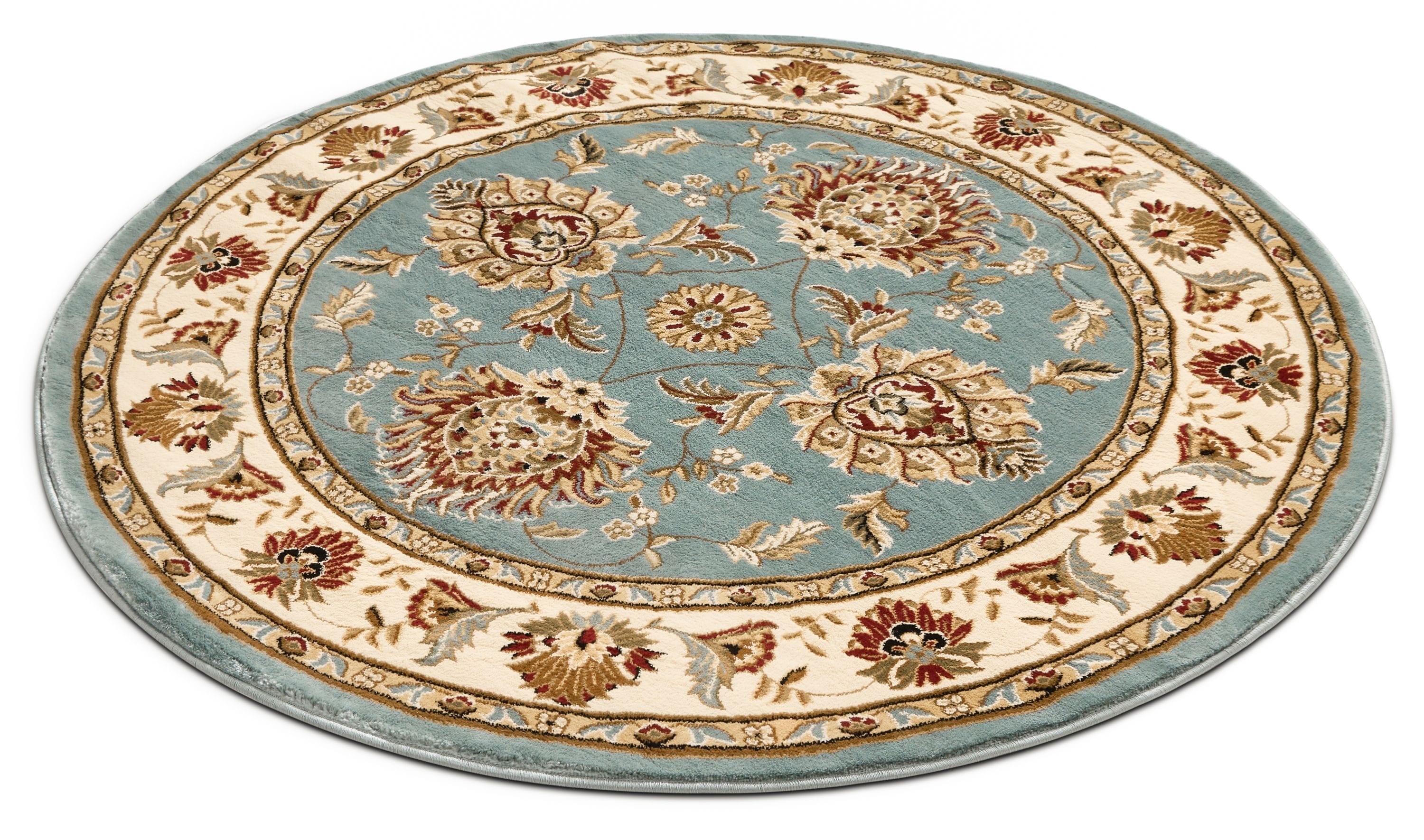 Well Woven 36060 5 x 5 (ft) Loomed Polypropylene Light Blue Round Indoor Medallion Persian Area rug