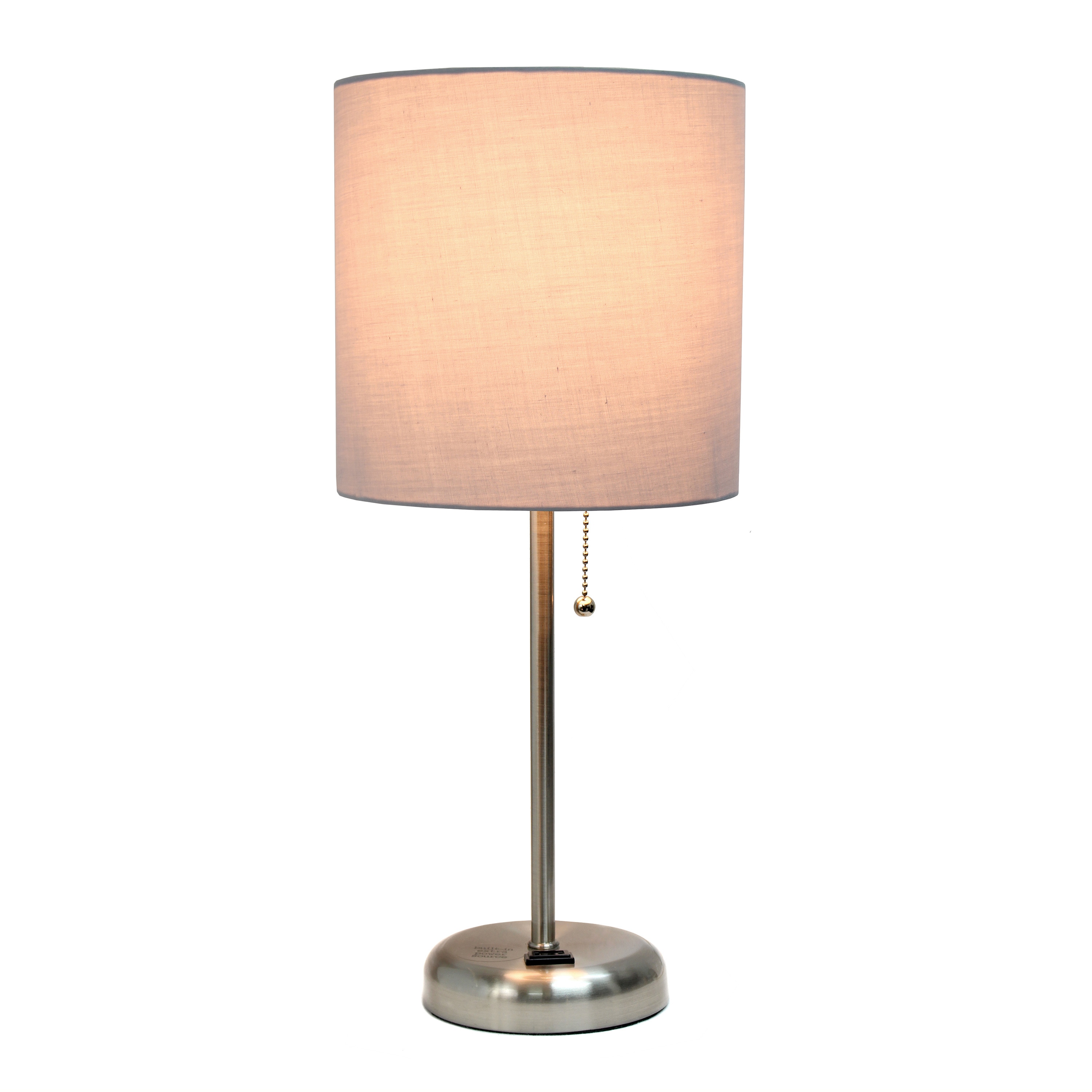 Oslo 19.5" Gray Metal Table Lamp with Fabric Shade and USB Port
