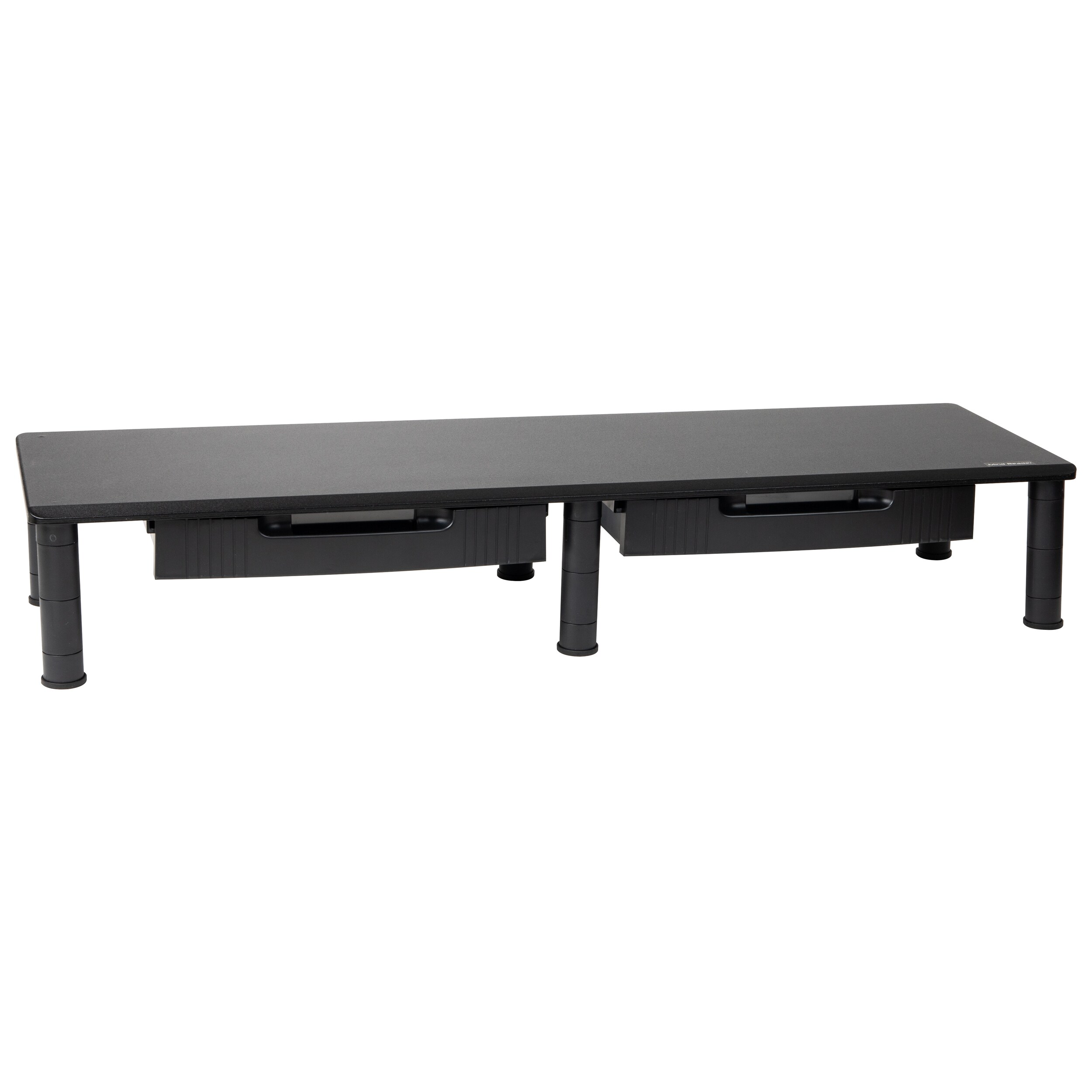 Black MDF Adjustable Dual Monitor Stand with Storage Drawers