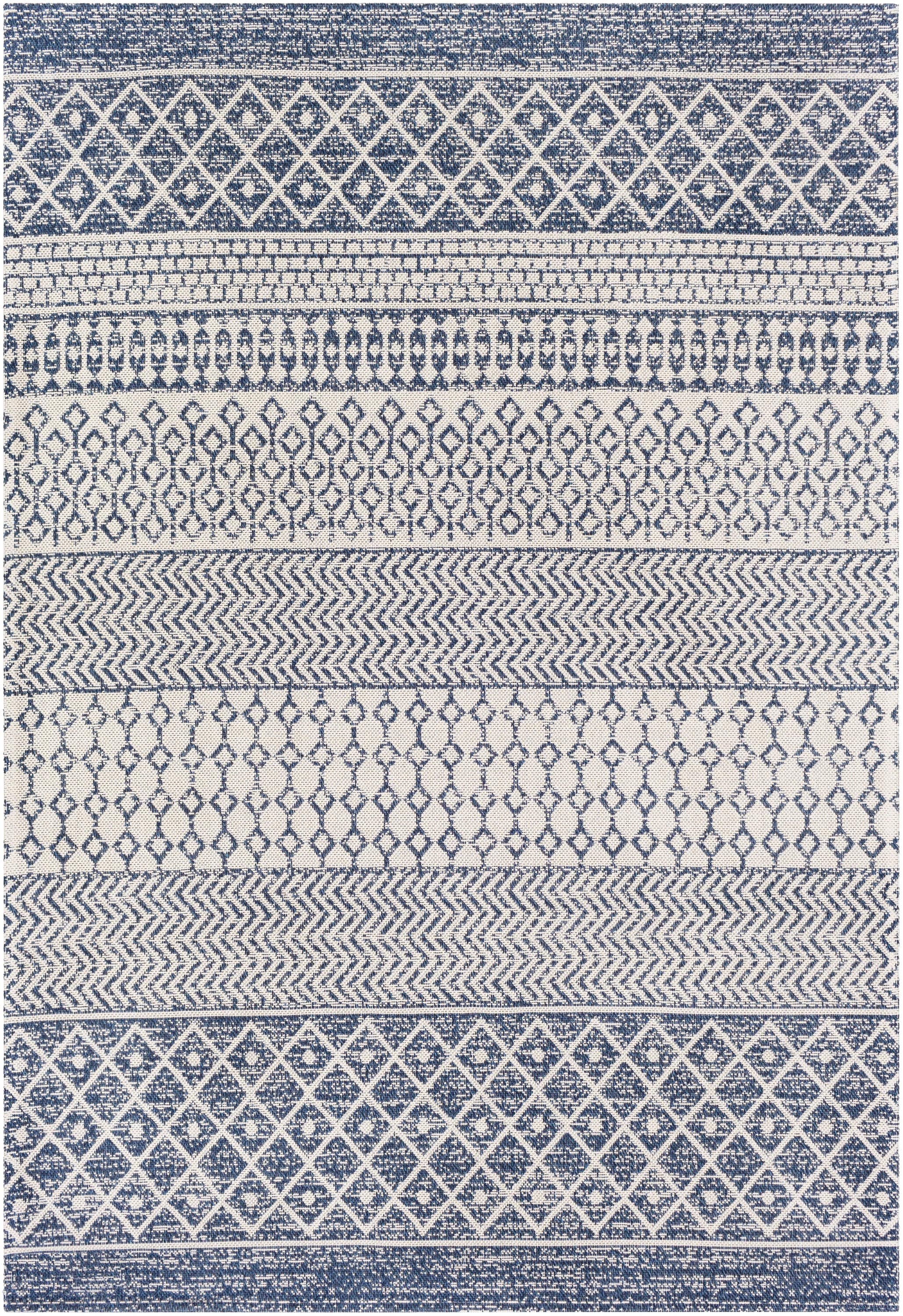 Livabliss LCS2307-23 La Casa 2 x 3 (ft) Cotton Dark Blue Rectangular Indoor Medallion Global Area rug