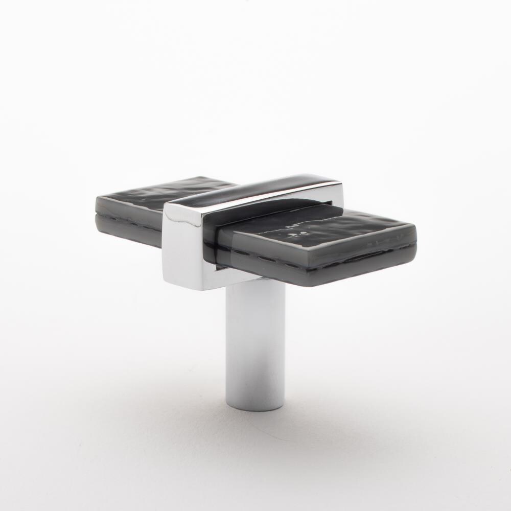 Sietto K-1902-PC Adjustable Slate Gray/Polished Chrome Rectangular Contemporary Cabinet Knob