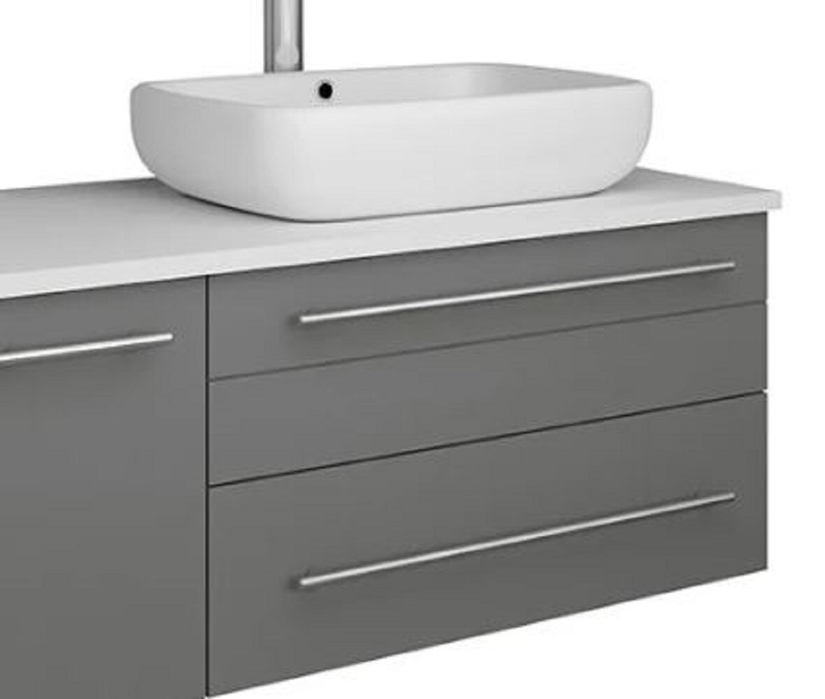 Gray 36" Wall-Mount Bathroom Vanity with Quartz Top