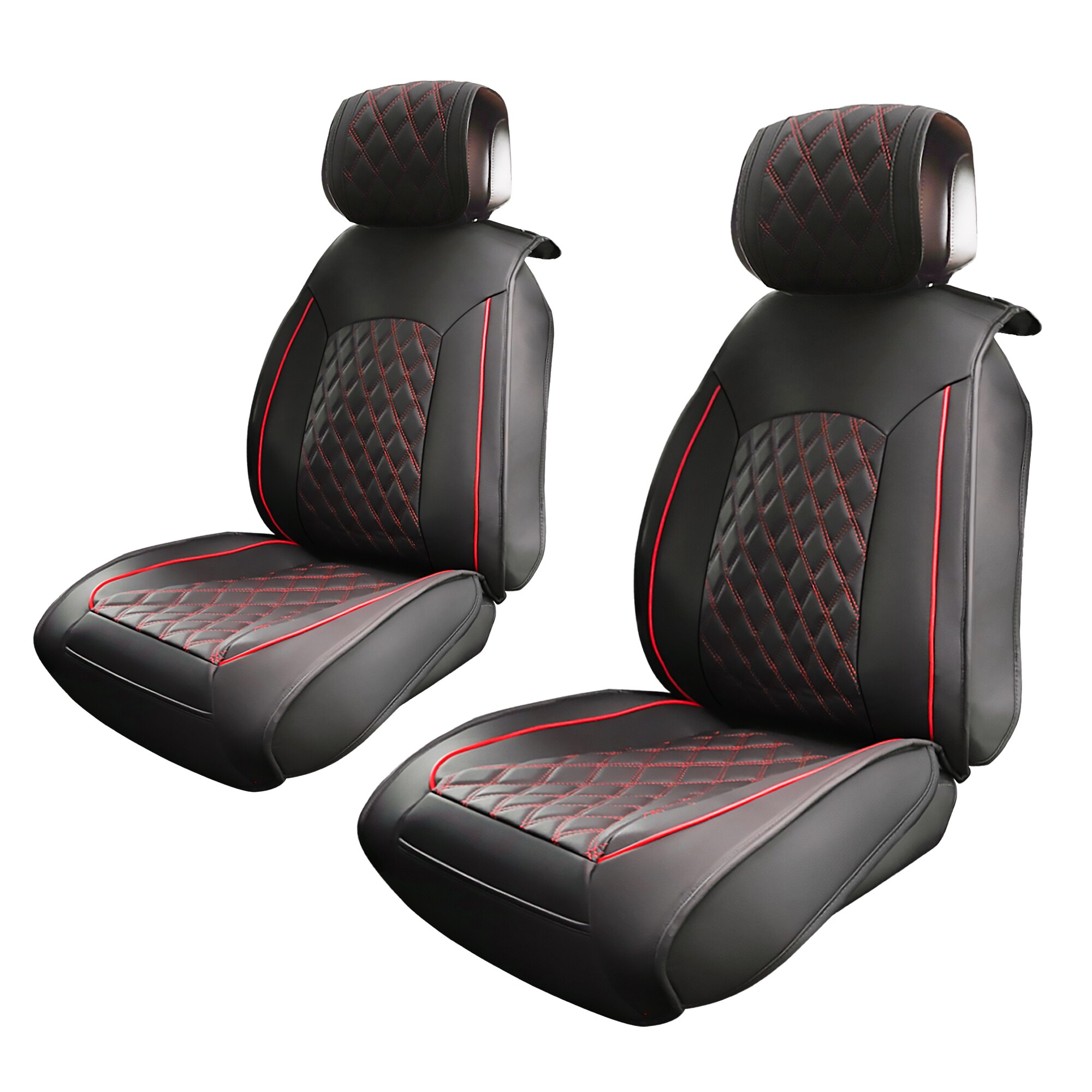 Unique Bargains 2pcs Car Front Seat Covers for Toyota Tacoma 2005-2015 2016-2023 2024 Seat Protectors Pad Waterproof Faux Leather Pickup Truck Cover Black Red