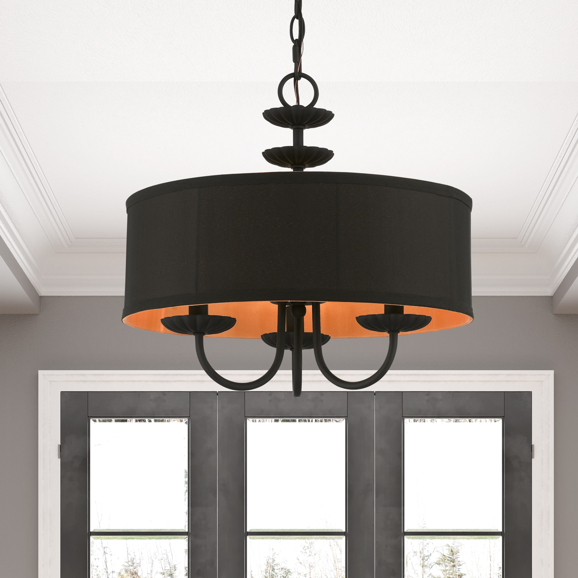Winchester Mini 3-Light Black Drum Pendant Chandelier