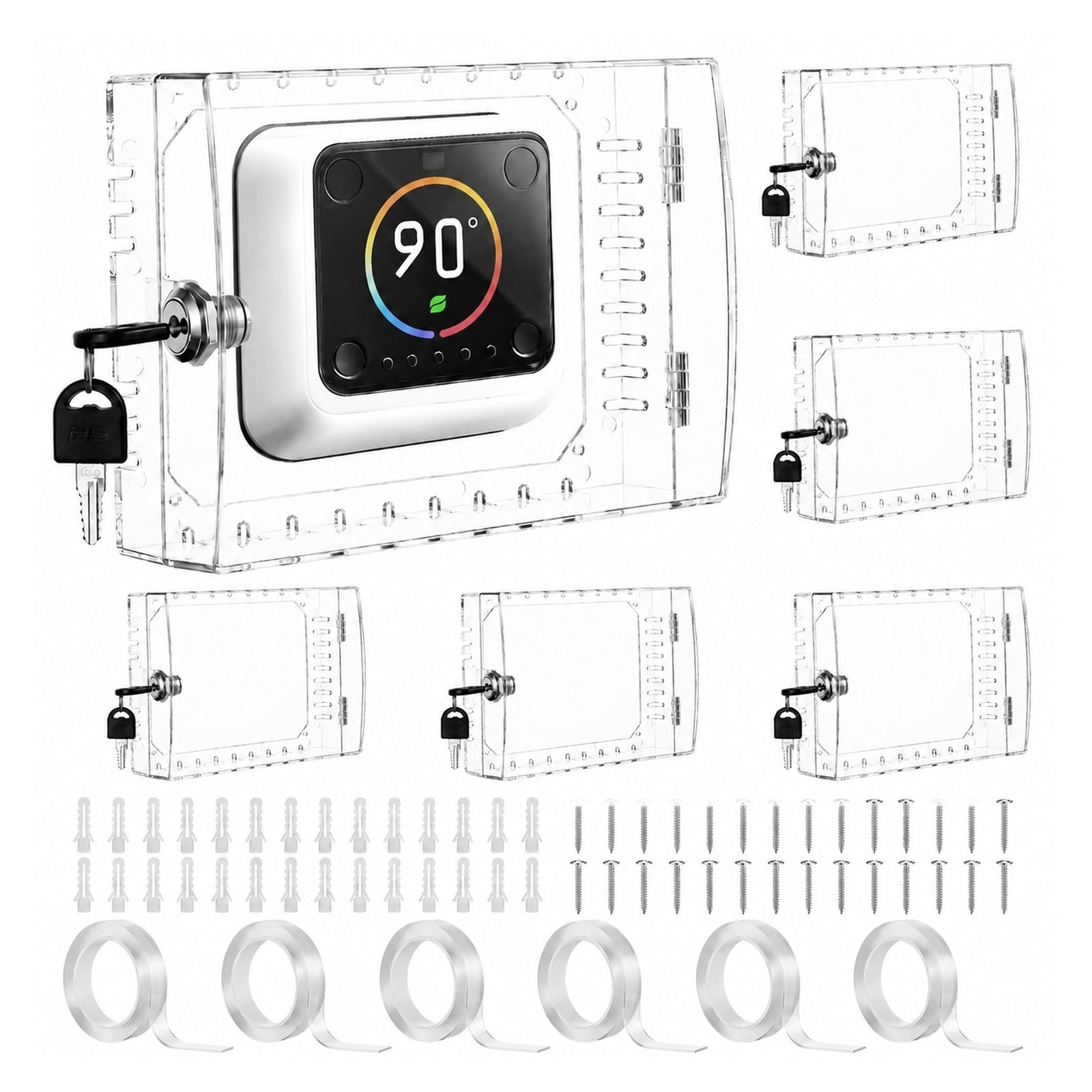 Afoxsos  Large Thermostat Lock Box with Key for Wall Mounted Thermostats Secure Tamper Proof Cover durable home and garden accessory designed for