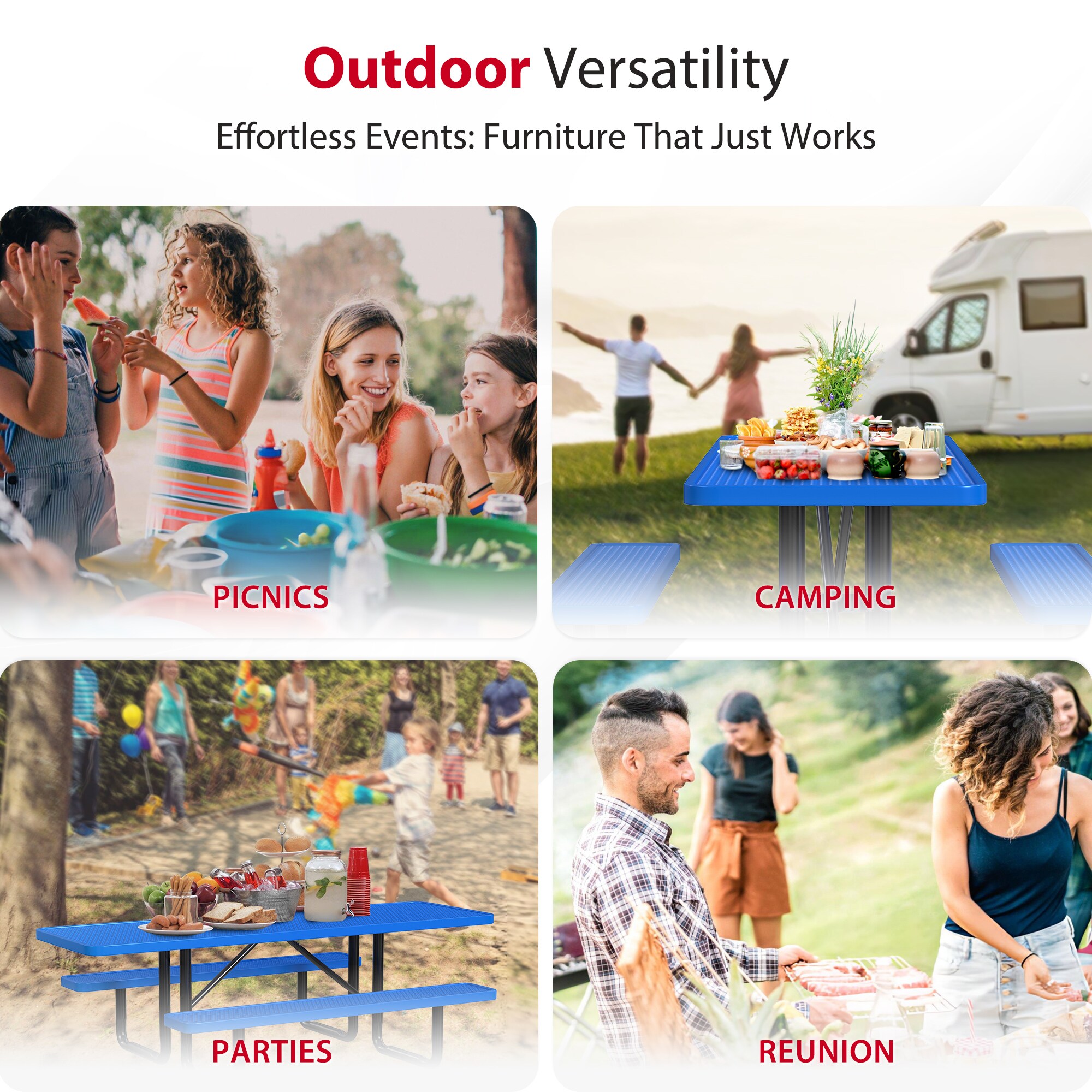 LeisureCraft T8XPP-ADA-BLUE Picnic-Tables - View #7