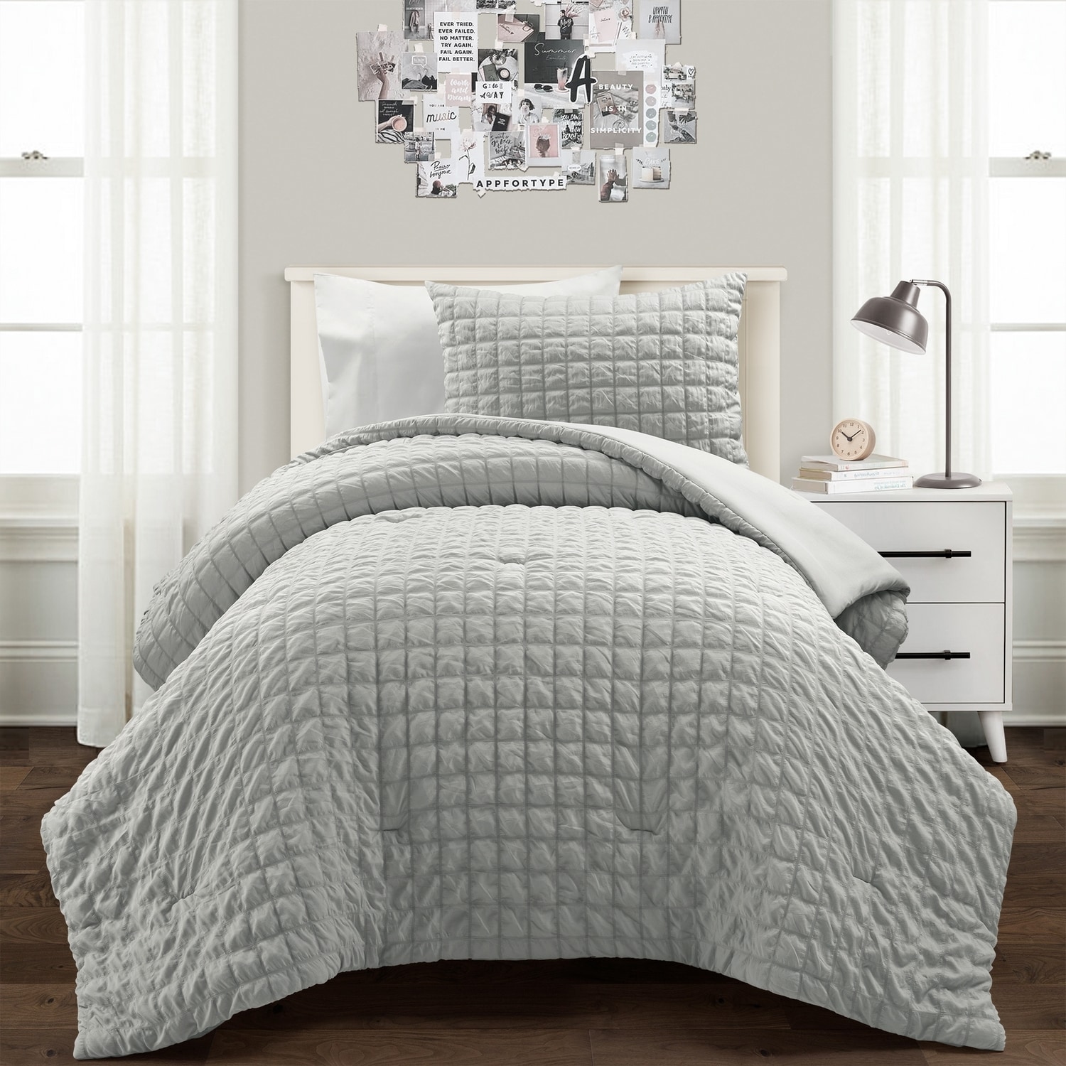 Lush Decor 21T013322 Light Gray Solid Twin extra long Comforter