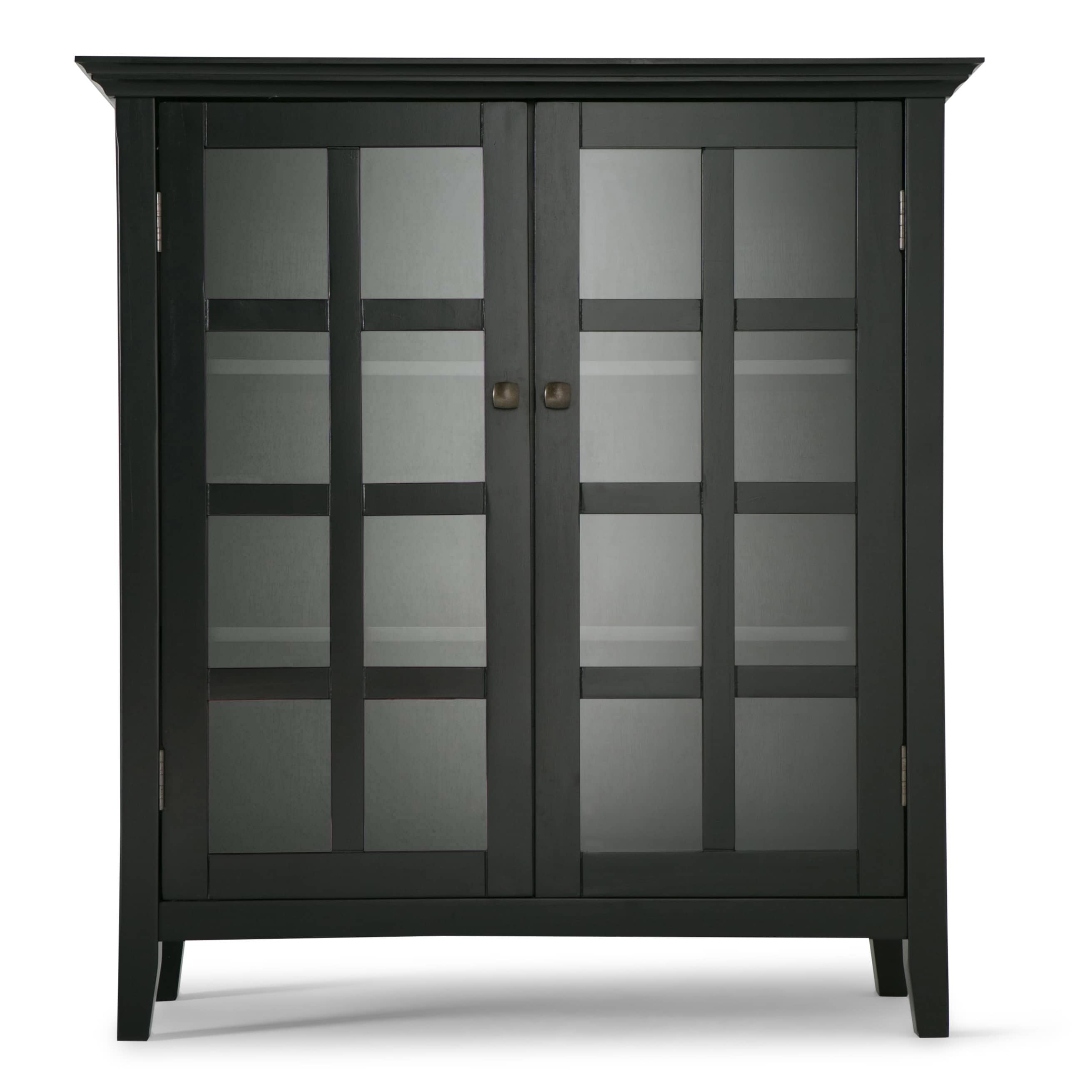 Acadian 39" Black Solid Pine Freestanding Storage Cupboard with Adjustable Shelves