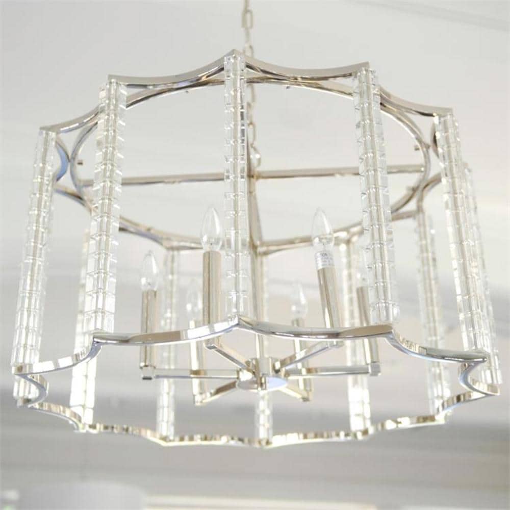 Elegant Carson Polished Nickel 6-Light Crystal Chandelier