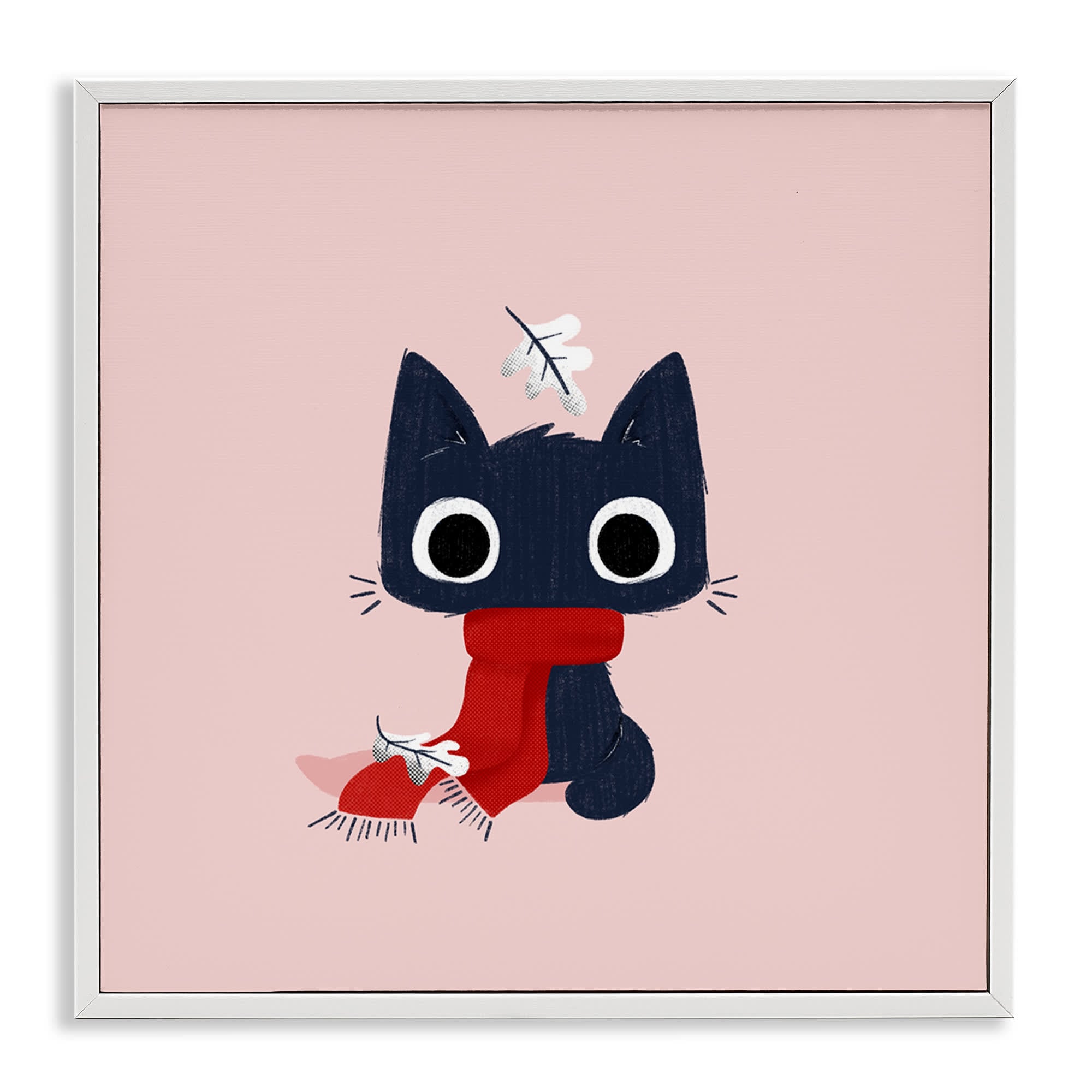 Stupell Industries BT-453-WFR-12X12 Little Kitten in Scarf White Framed Giclee Art By Sarah Hickman 12 x 12