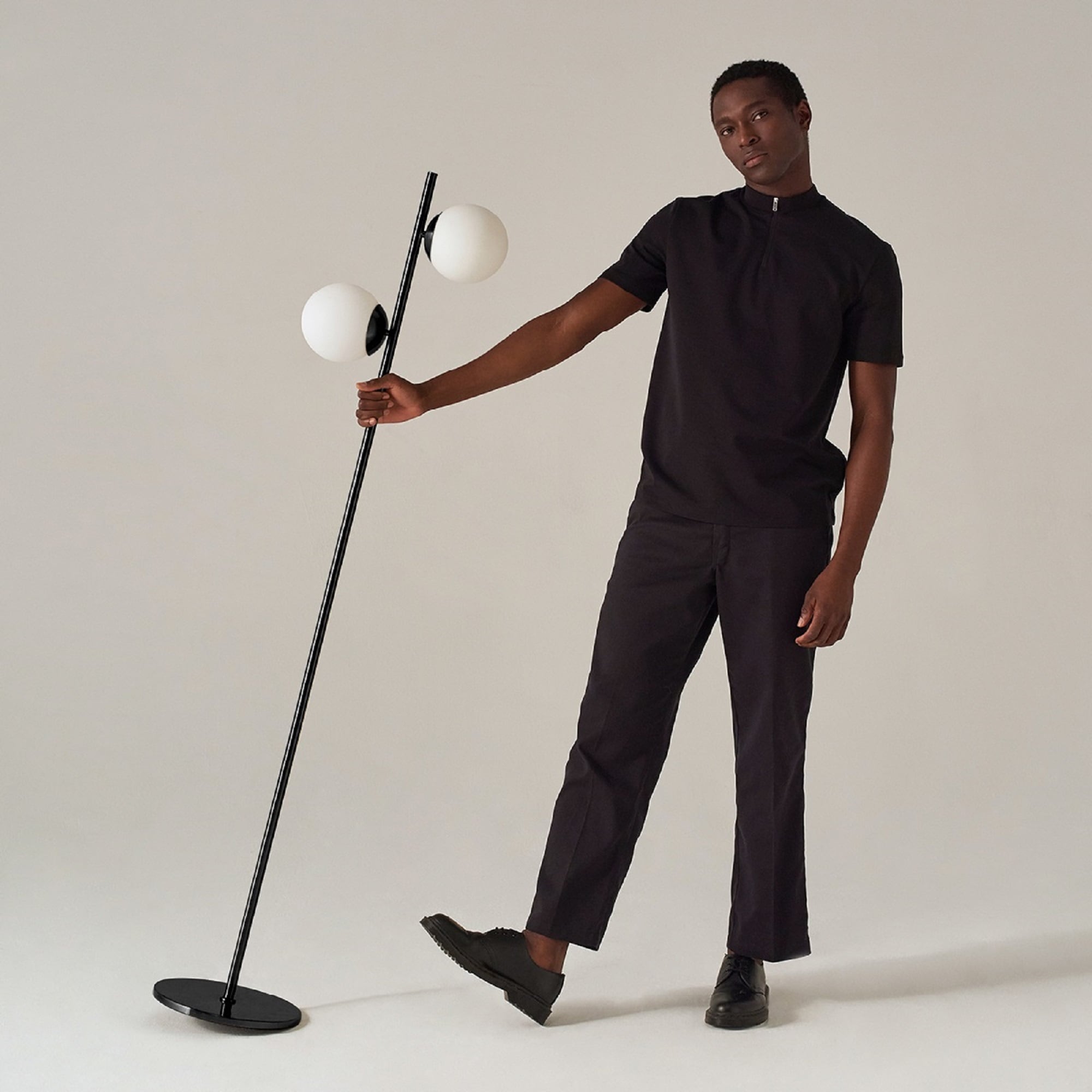 Brightech Sphere Kids 65" Black LED Floor Lamp with Frosted Globes