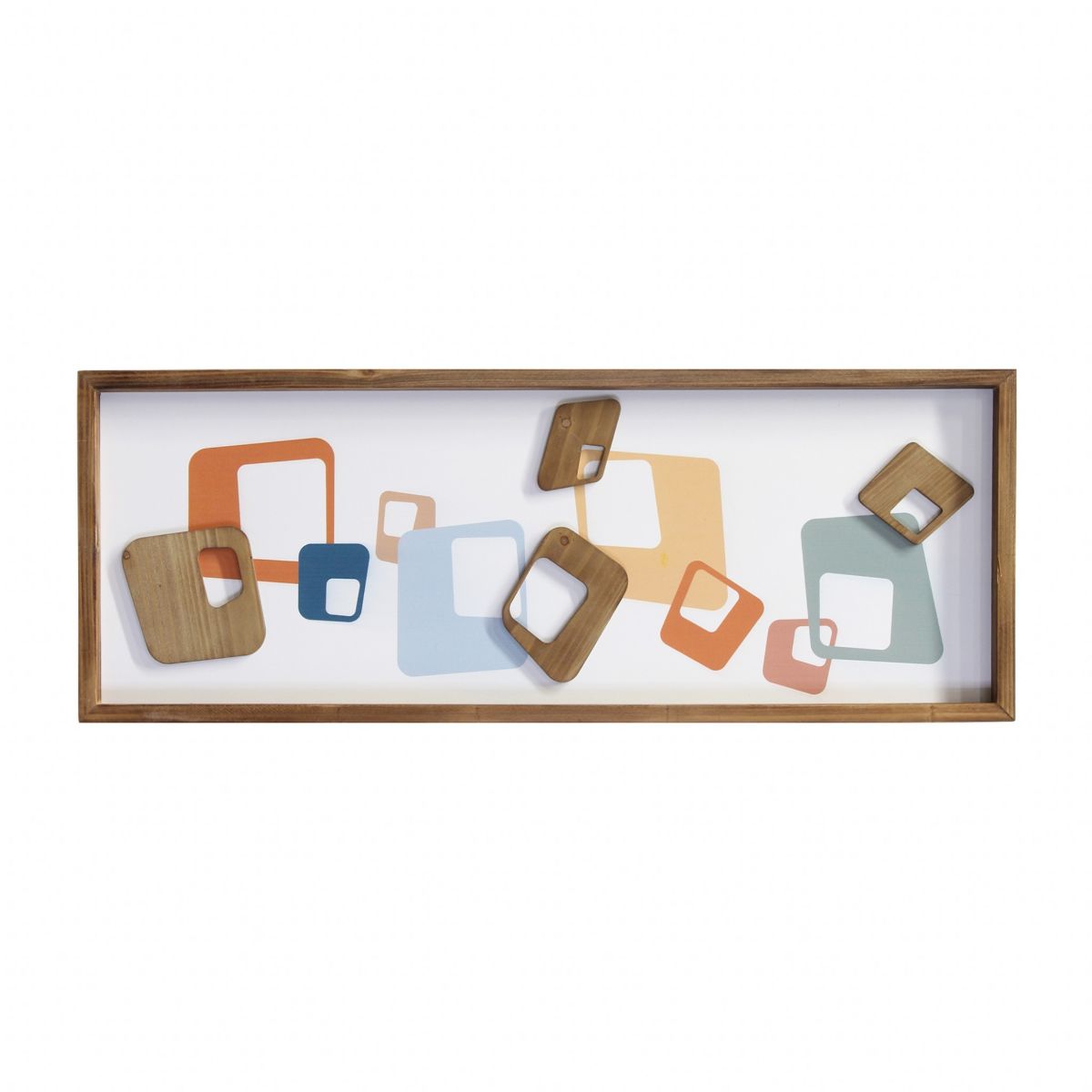 HomeRoots 373427 Light Brown Wood Framed 12-in H x 32-in W Modern Hand-painted 3D Art