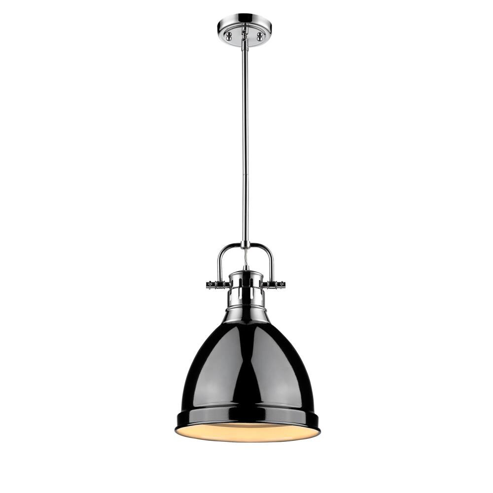 Golden Lighting 3604-S CH-BK Duncan 1 -Light Chrome Transitional Dome Mini Hanging Pendant light