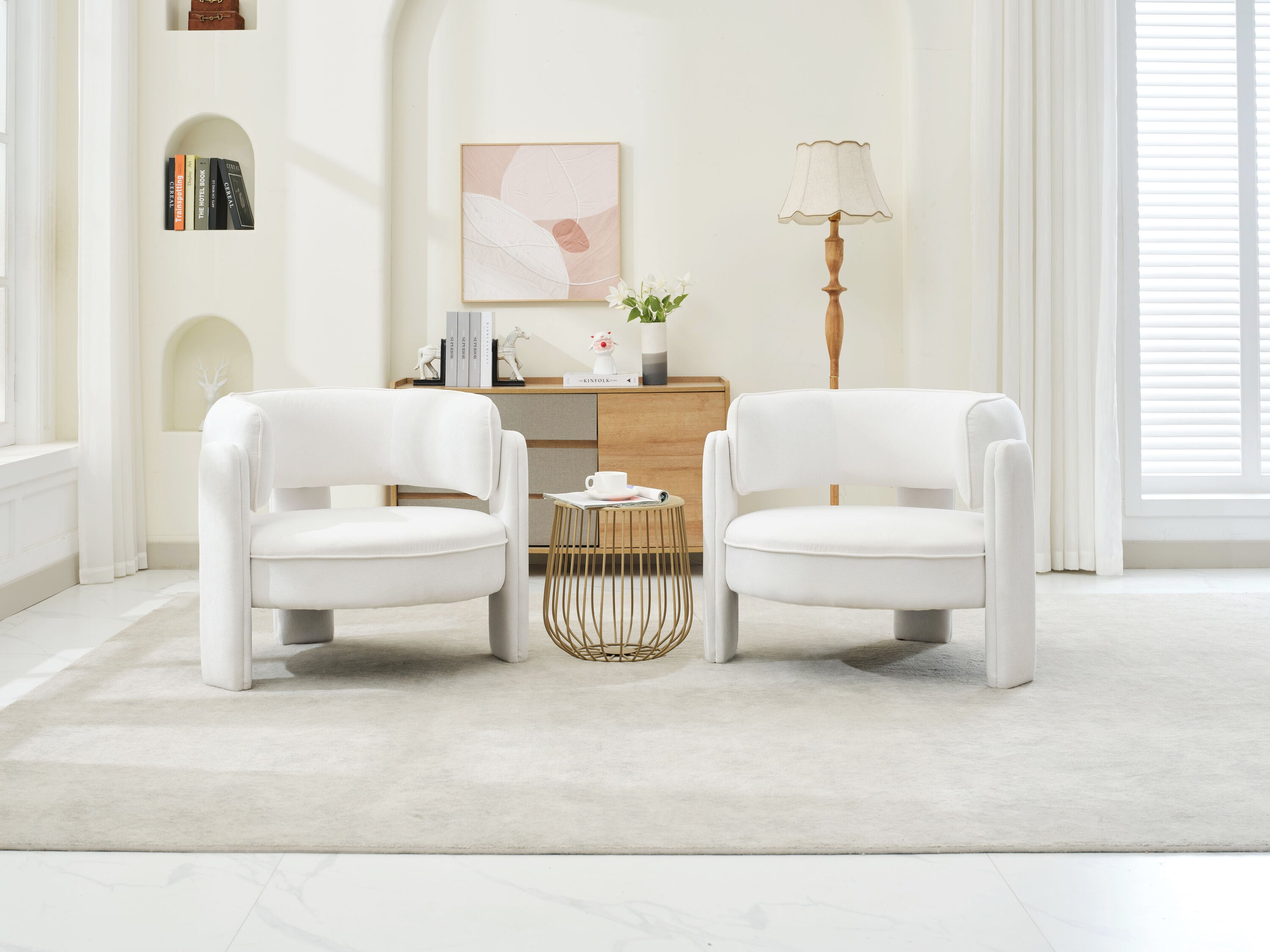 JEAREY JE-HMLG-WH-F 2 accent chairs Casual off-white Velvet Accent Chair