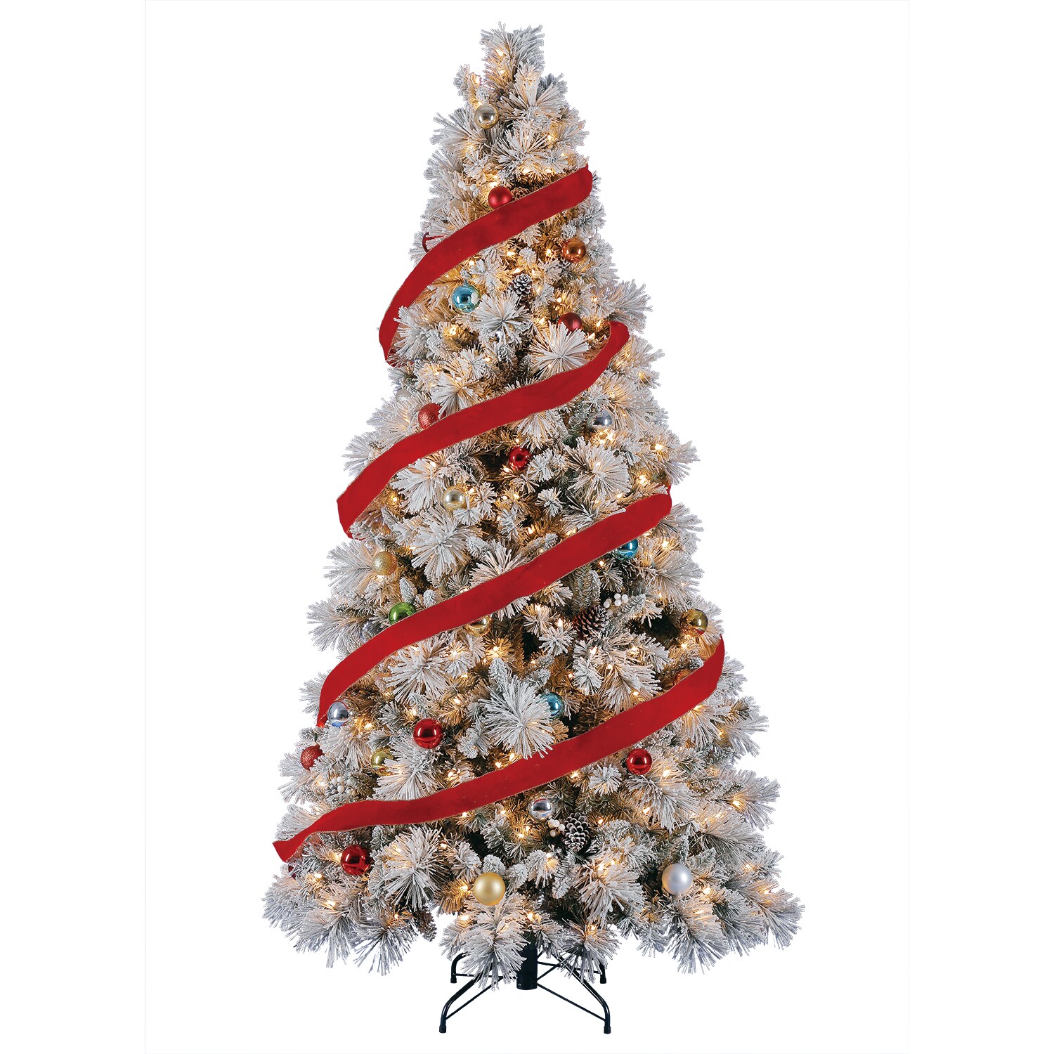 Home Heritage 7.5 ft Spruce Pre lit Flocked White Artificial Christmas Tree with LED Lights at Lowes