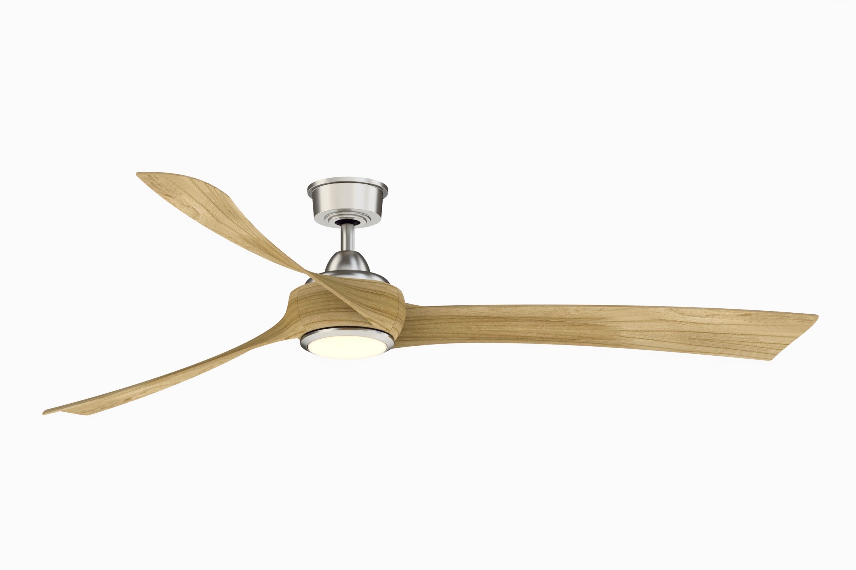 Fanimation FPD8531BN-72N-LK Wrap Custom 72-in Color-Changing Integrated LED Outdoor Smart Brushed Nickel with Natural Blades Ceiling Fan With Light - Remote Included ( 3 -Blade )